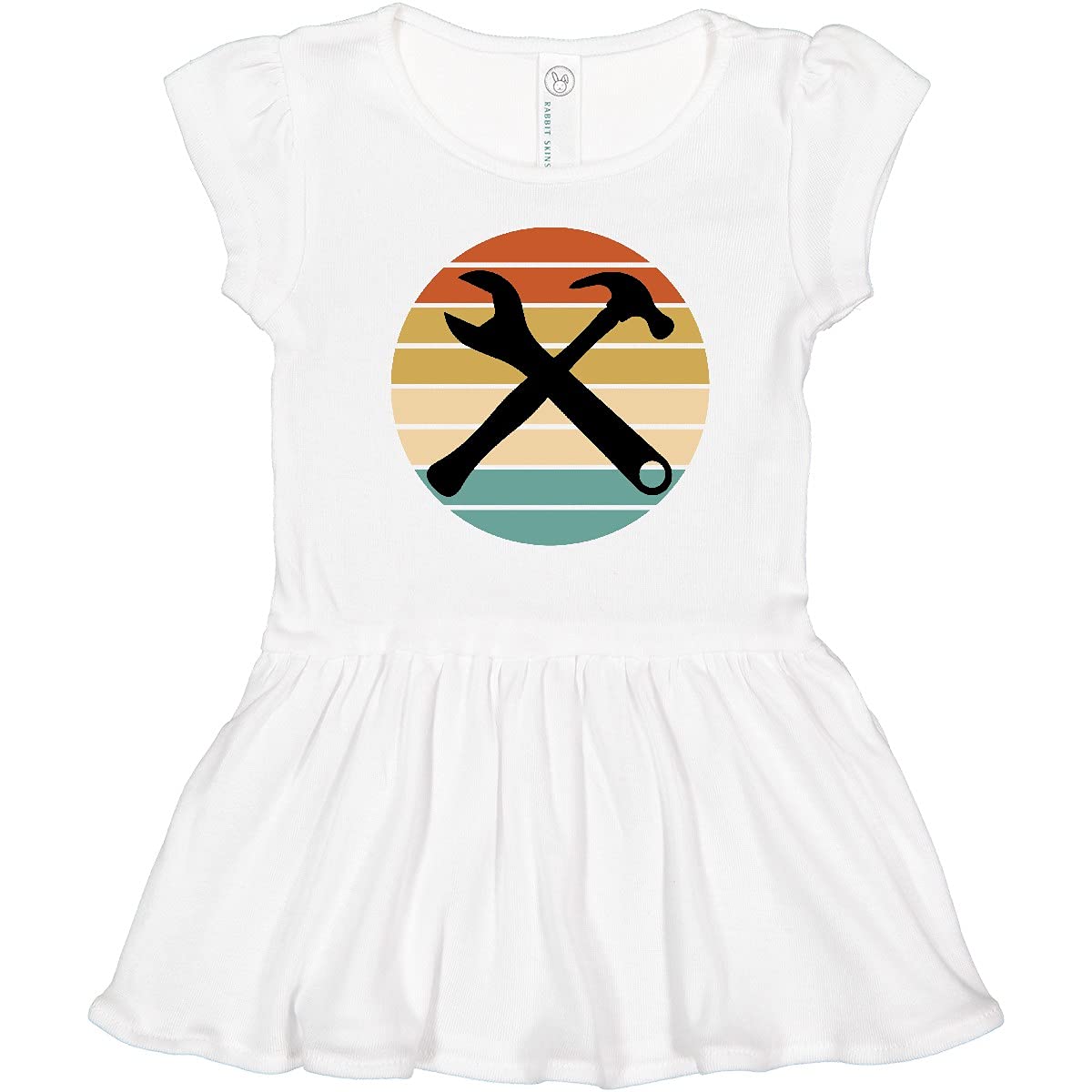 Inktastic Construction Tools Retro Sunset Toddler Dress - Cute Graphic Tee for Girls, Soft Cotton Kids Outfit - Perfect for Playdates, Daycare & Family Photos