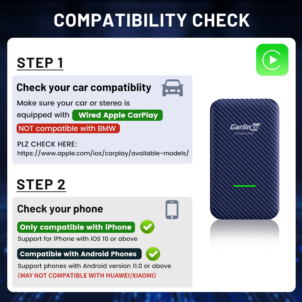2024 Upgraded CarlinKit 4.0 2-in-1 Wireless CarPlay & Android Auto Adapter - Plug & Play Converter for OEM Wired to Wireless - 5.8GHz Low Latency - Perfect for Commuting, Road Trips & Hands-Free Driving