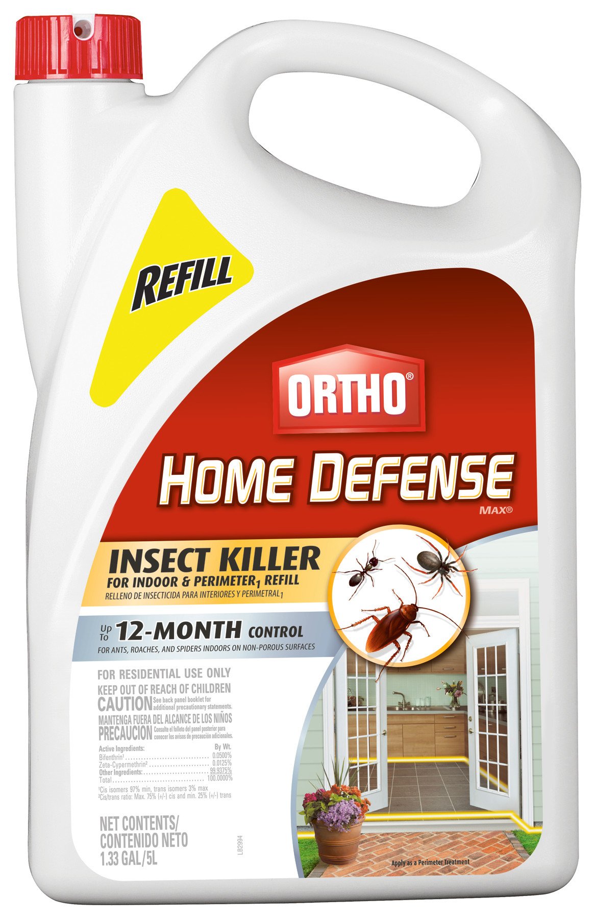 Ortho Home Defense MAX Insect Killer Spray Refill - 1.33 Gallon for Indoor & Outdoor Home Protection | Kills Ants, Spiders & Bugs | Long-Lasting Perimeter Defense for Houses, Apartments & Garages