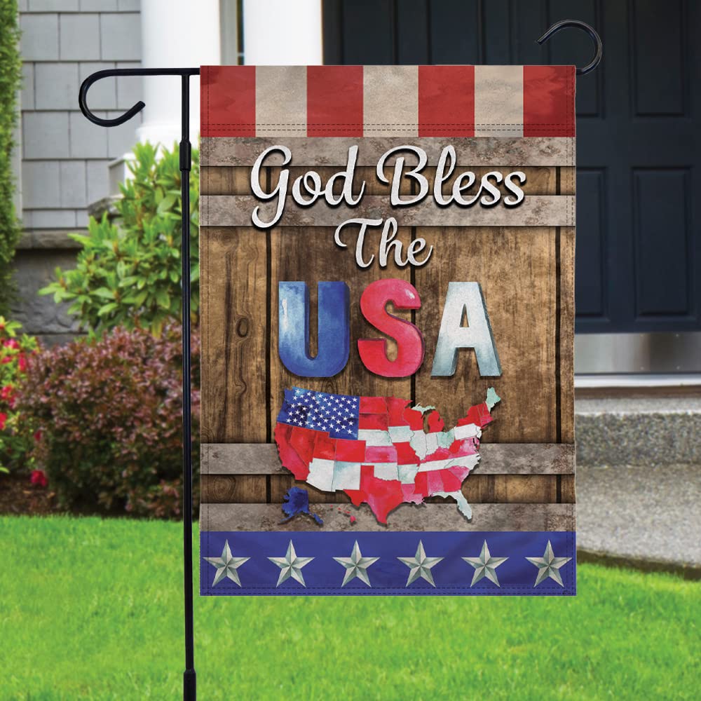 God Bless USA American Garden Flag - 12x18 Inch Double Sided Patriotic Outdoor Flag for Porch, Yard, Garden Decor | Perfect for 4th of July, Memorial Day & Independence Day Celebrations
