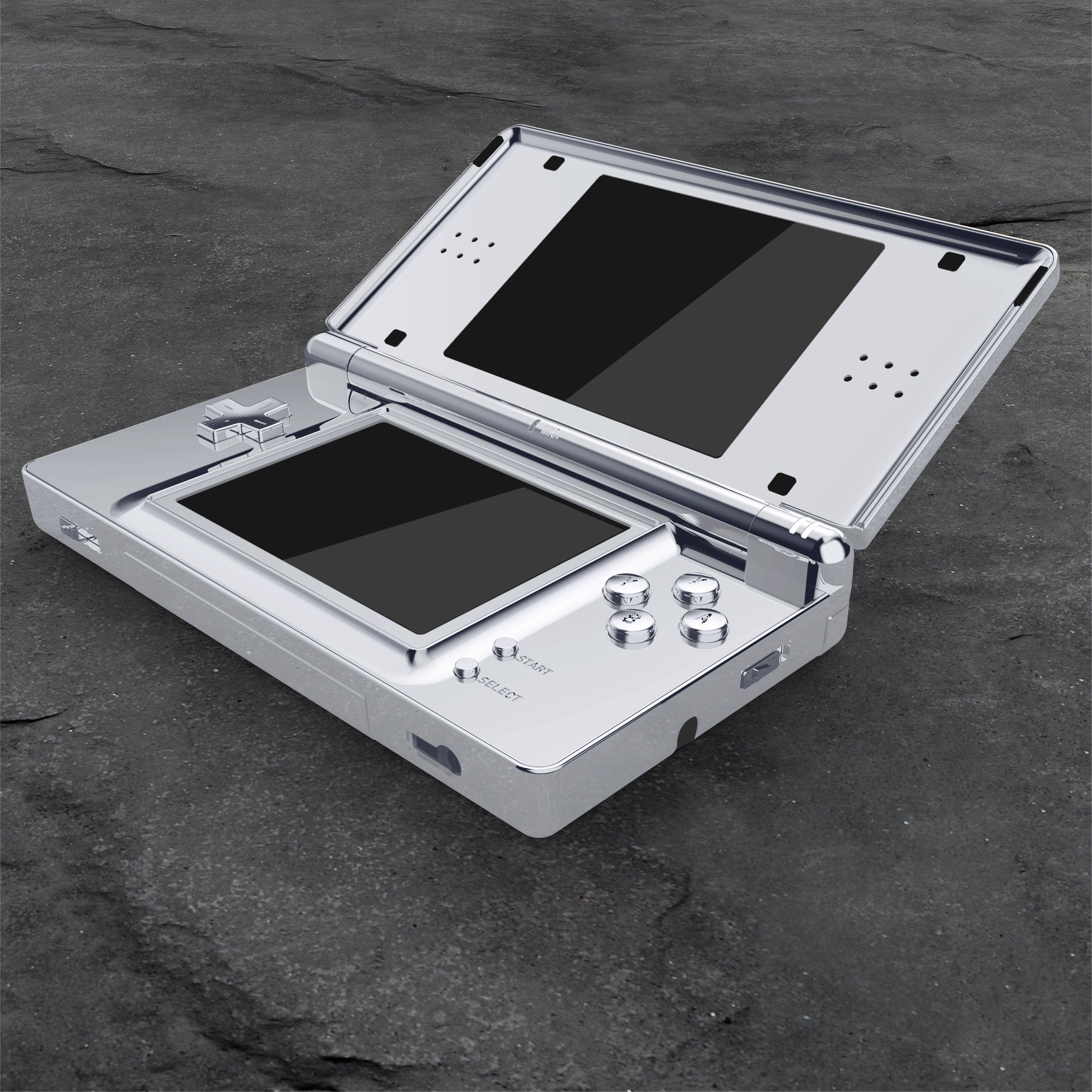 eXtremeRate Chrome Silver Replacement Full Housing Shell for Nintendo DS Lite - Custom Handheld Console Case Cover with Buttons & Screen Lens (Console NOT Included) | Perfect for Gaming Enthusiasts & DIY Console Modders | DSLD4002