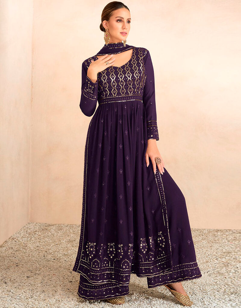 Bleached Cedar Palazzo Style Semi-Stitched Salwar Kameez - Elegant Indian Ethnic Wear for Women | Perfect for Weddings, Festivals & Special Occasions