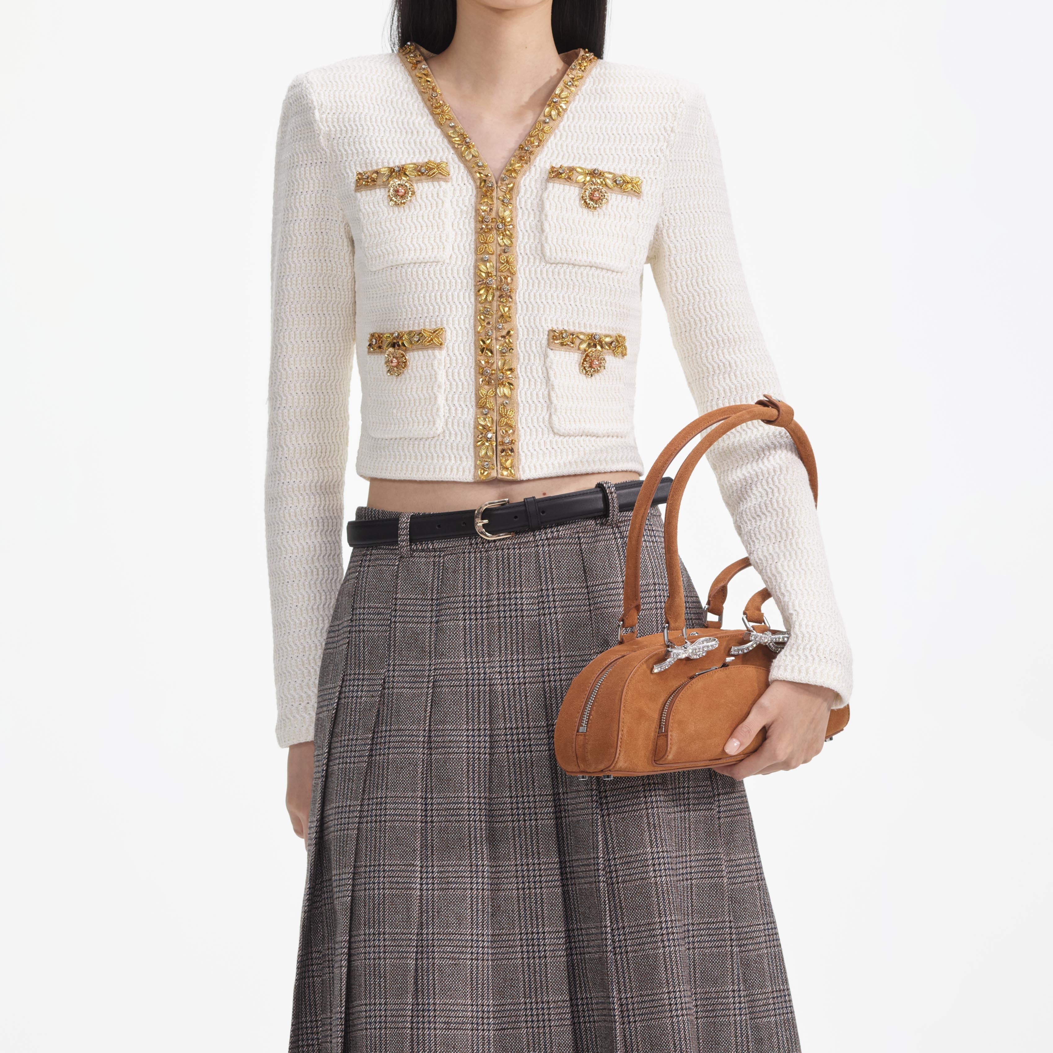 Stylish Cream Lurex Knit Cardigan for Women - Elegant Shimmering Sweater for Casual Outfits & Evening Wear