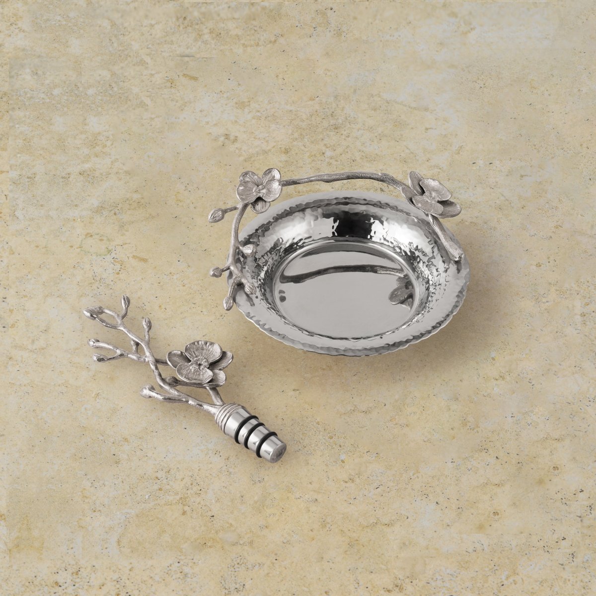 Premium White Orchid Wine Coaster & Stopper Set - Elegant Wine Accessories for Chilling and Preserving Wine - Perfect for Dinner Parties, Weddings, and Home Bars