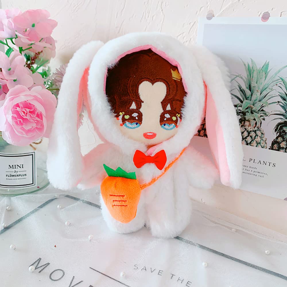 niannyyhouse 7.8in/20cm Plush Doll Clothes Set - White Rabbit Onesie & Backpack for 18-20cm Soft Dolls | Perfect for Dress Up, Role Play & Collectible Display