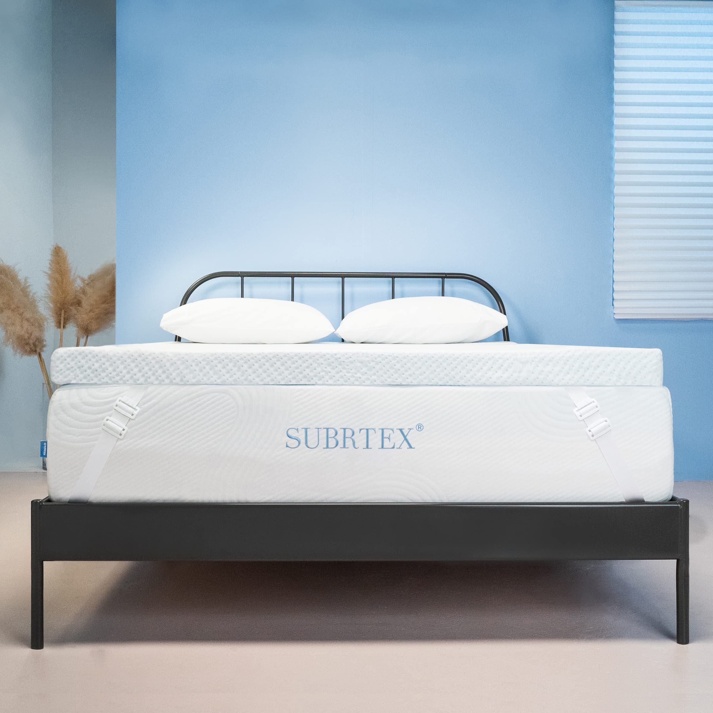 Subrtex 4 Inch Cooling Gel Memory Foam Mattress Topper - King Size, CertiPUR-US & Oeko-TEX Certified, Bamboo Cover for Pain Relief & Temperature Regulation - Perfect for Hot Sleepers & Back Pain Sufferers
