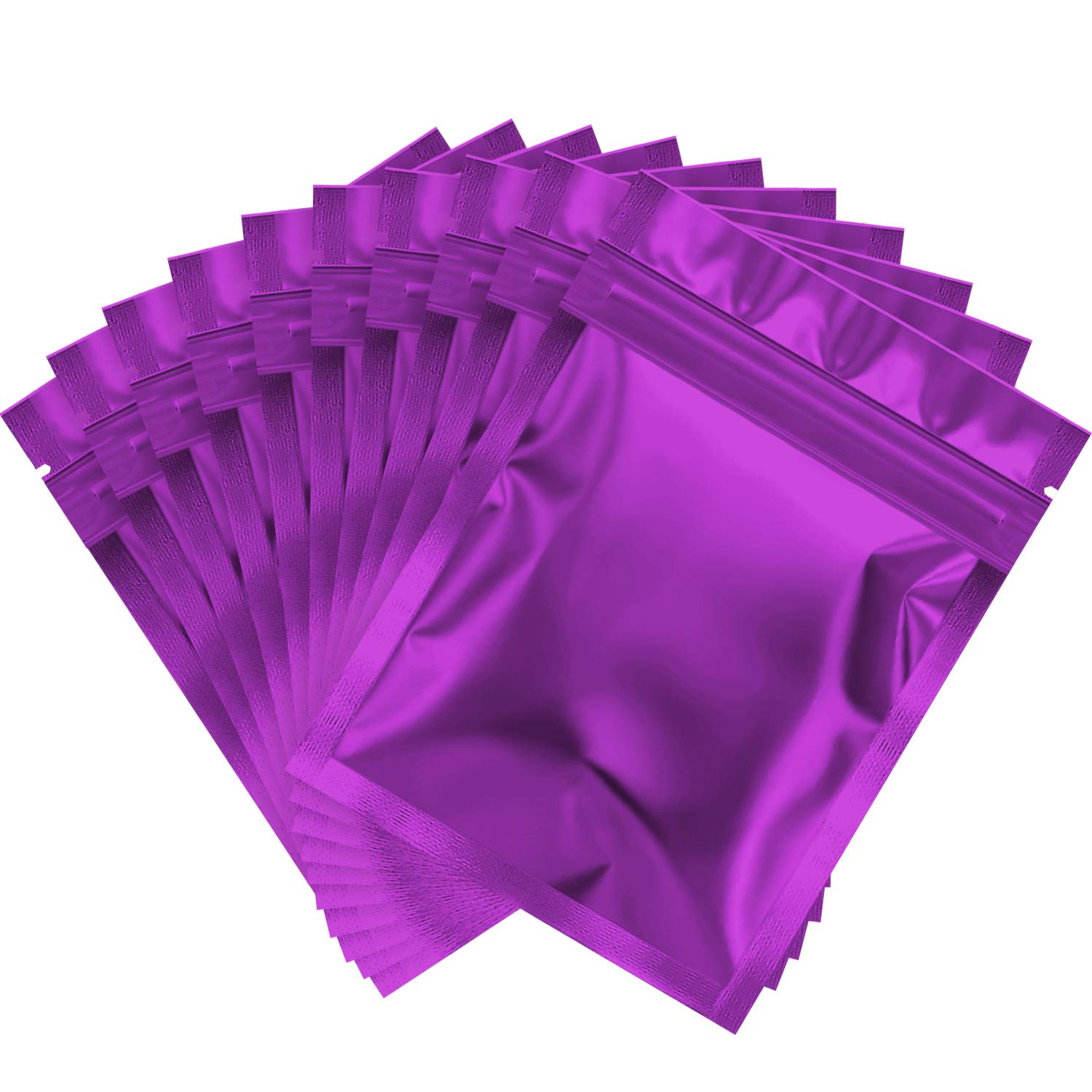 100-Piece Holographic Food Storage Bags - 3x4 Inch Reusable Zip Lock Pouches for Snacks, Candy, Nuts & Small Items (Purple) - Perfect for Home, Office & Travel Organization