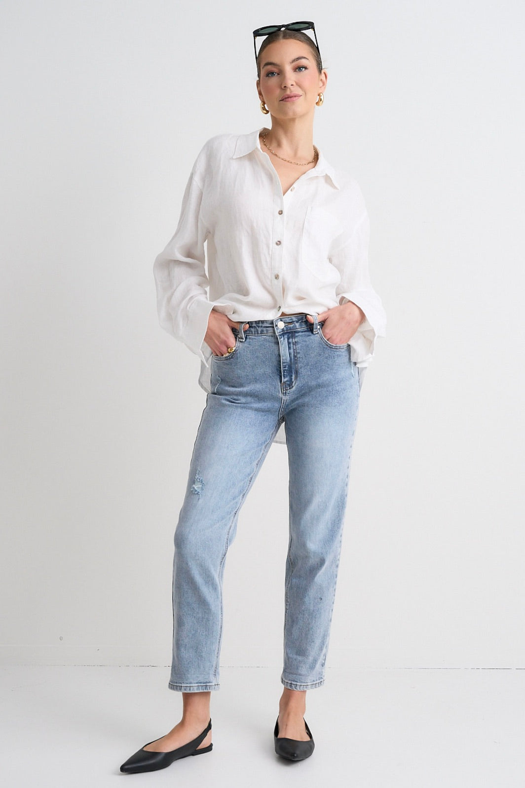 Amelia Mid Blue Mid Rise Slim Leg Jeans for Women - Comfortable & Stylish Denim Pants for Casual Wear, Office & Everyday Outfits