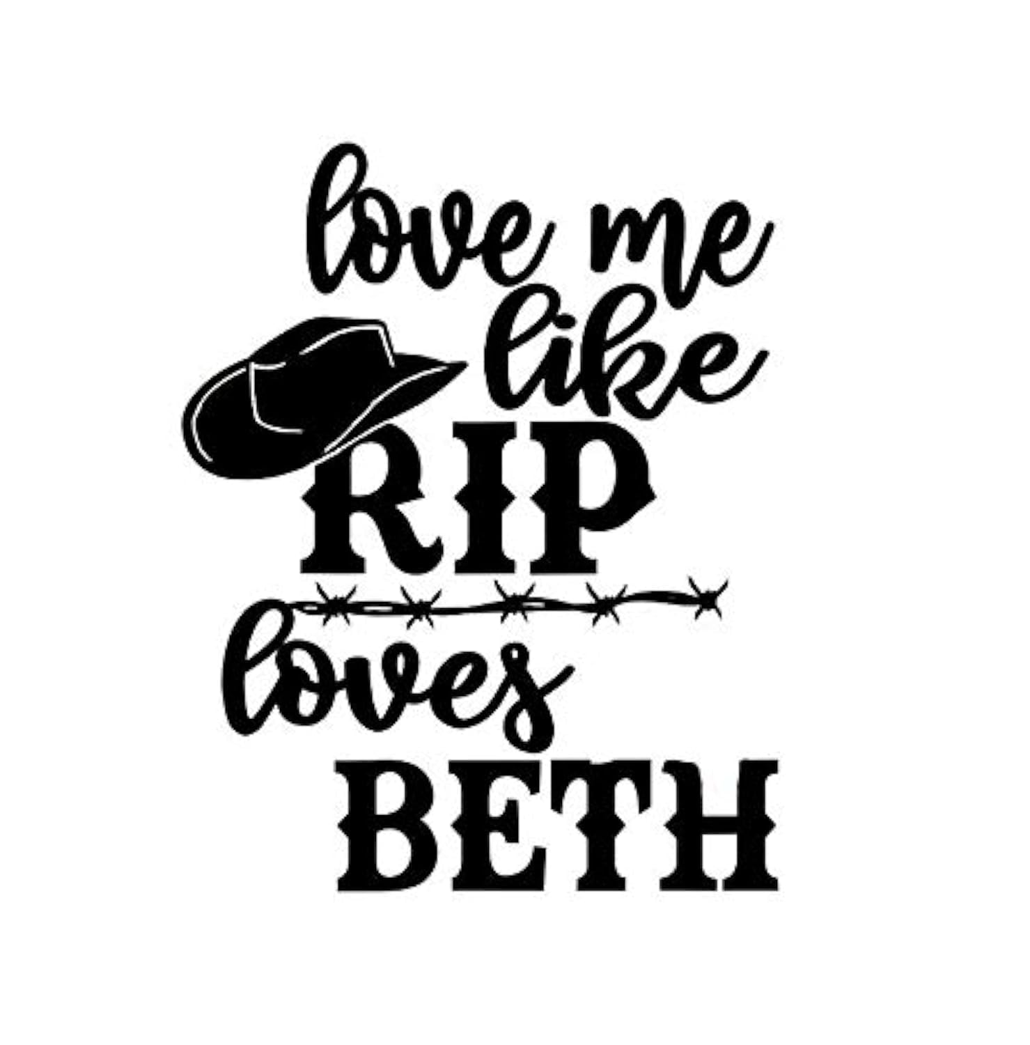 Makarios LLC Love Me Like RIP Loves Beth Vinyl Decal Sticker - 5.5 x 4.4 Inch Black Car Decal for Cars, Trucks, Vans, Walls & Laptops - MKR1637 - Perfect for Personalizing Vehicles, Laptops & Home Decor