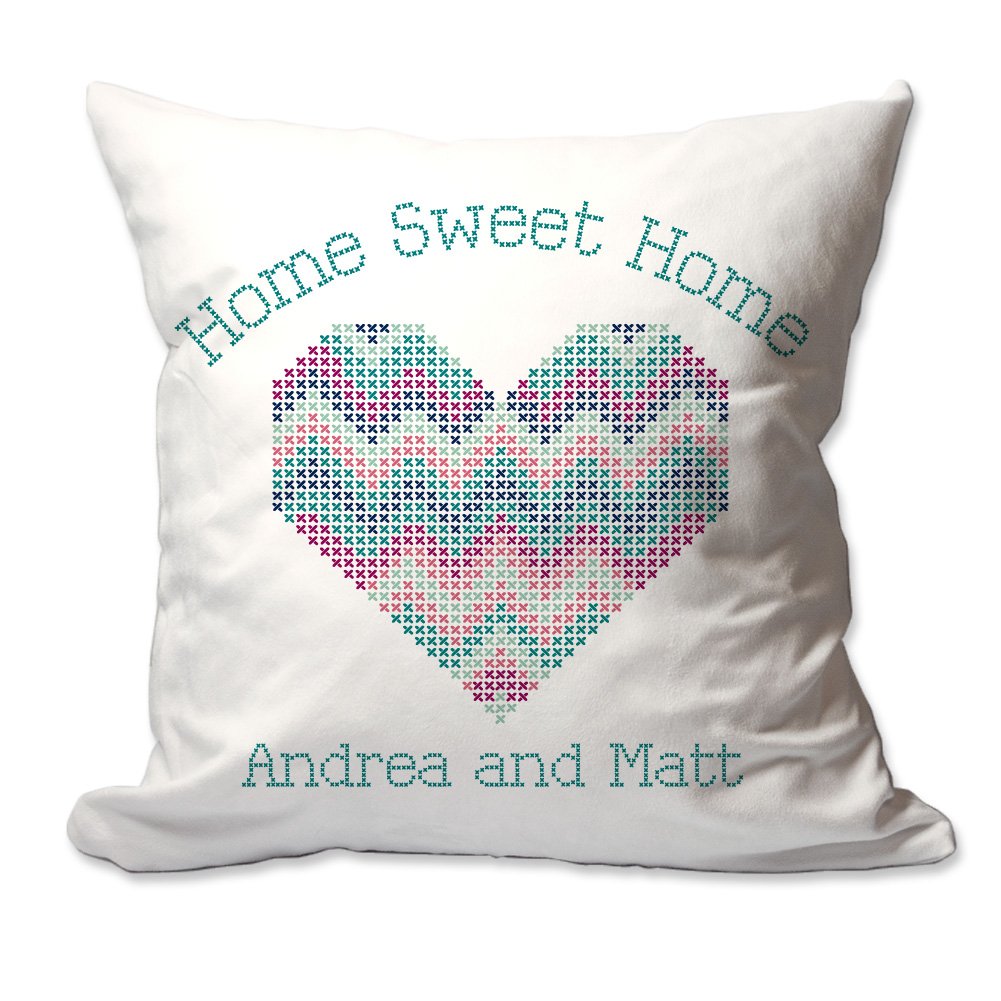Pattern Pop Cross Stitch-Look Home Sweet Home Throw Pillow - Cozy Farmhouse Decor for Living Room, Bedroom & Sofa