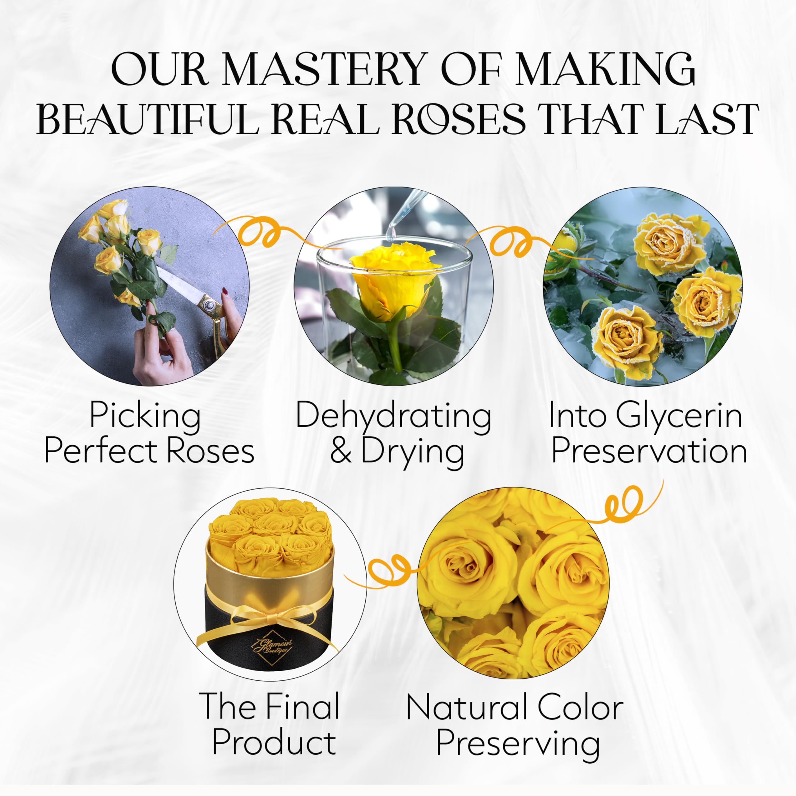 Eternal Preserved Roses in a Gift Box - Forever Roses for Women, Romantic Birthday Gifts for Her, Anniversary Present, Home Decor & Wedding Centerpiece - Yellow Preserved Flowers for Lasting Beauty