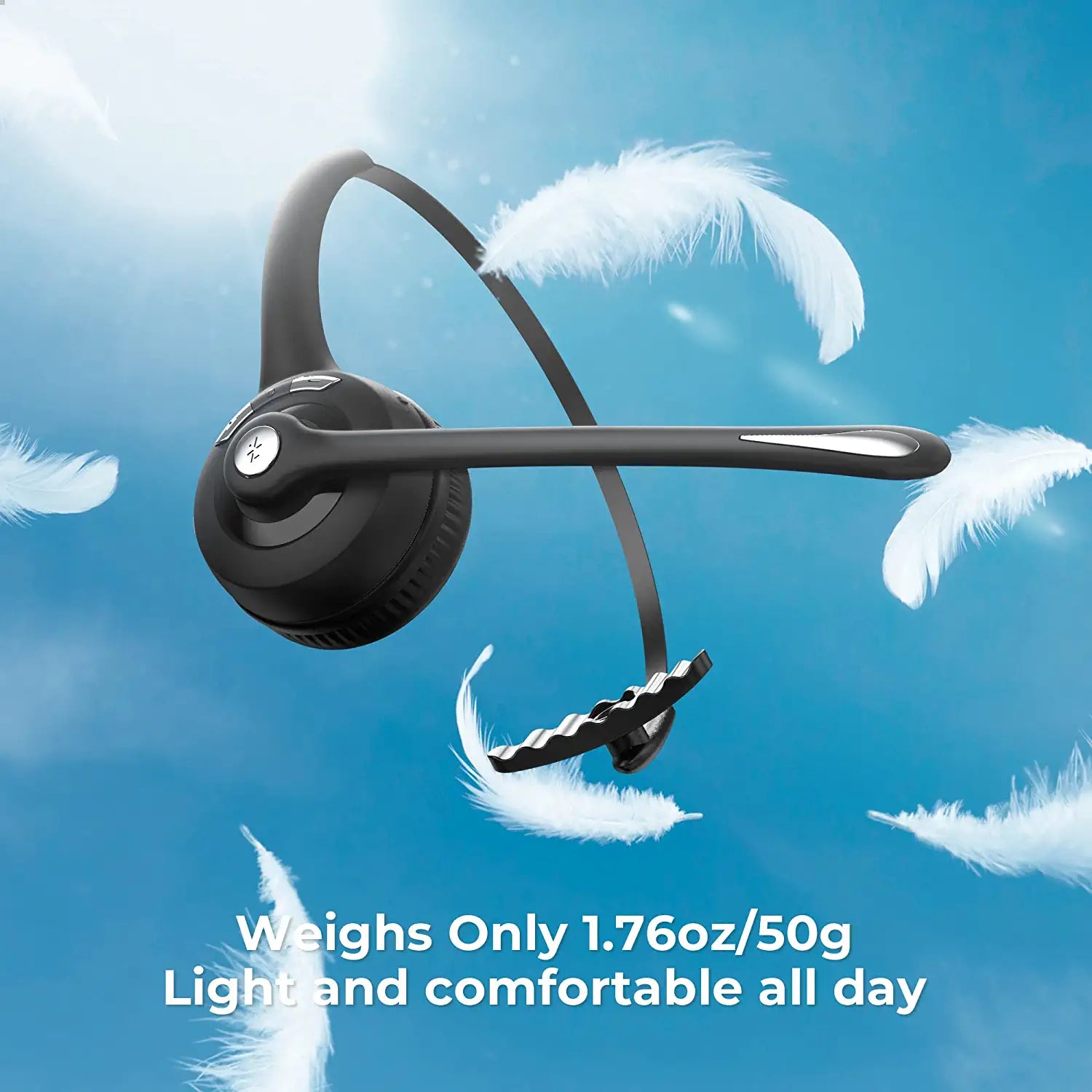 FrapCekre Bluetooth Headset with Microphone - Lightweight 1.76oz Trucker Headset with 330° Rotating Mic for Hands-Free Calls, Music & Gaming - Perfect for Truck Drivers, Office Work & Online Meetings