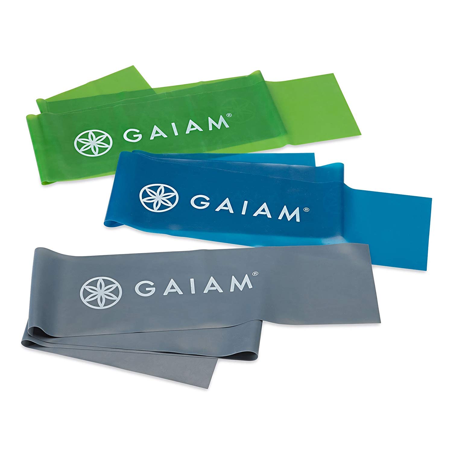 Gaiam Resistance Bands Set - 3 Levels (Light/Medium/Heavy) for Strength Training, Flexibility & Muscle Stretching - Workout Bands for Home Gym, Yoga, Pilates & Physical Therapy - Portable Exercise Equipment for Men & Women