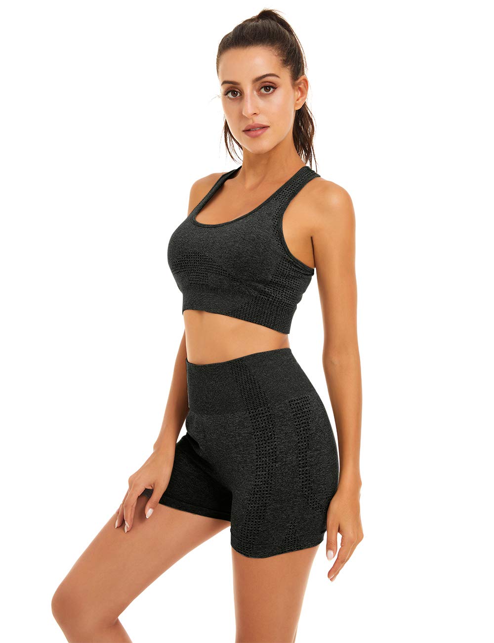 Women's Seamless Yoga Workout Set - 2 Piece Outfits with Gym Shorts & Sports Bra for Yoga, Pilates, Gym & Running | Comfortable & Breathable Activewear