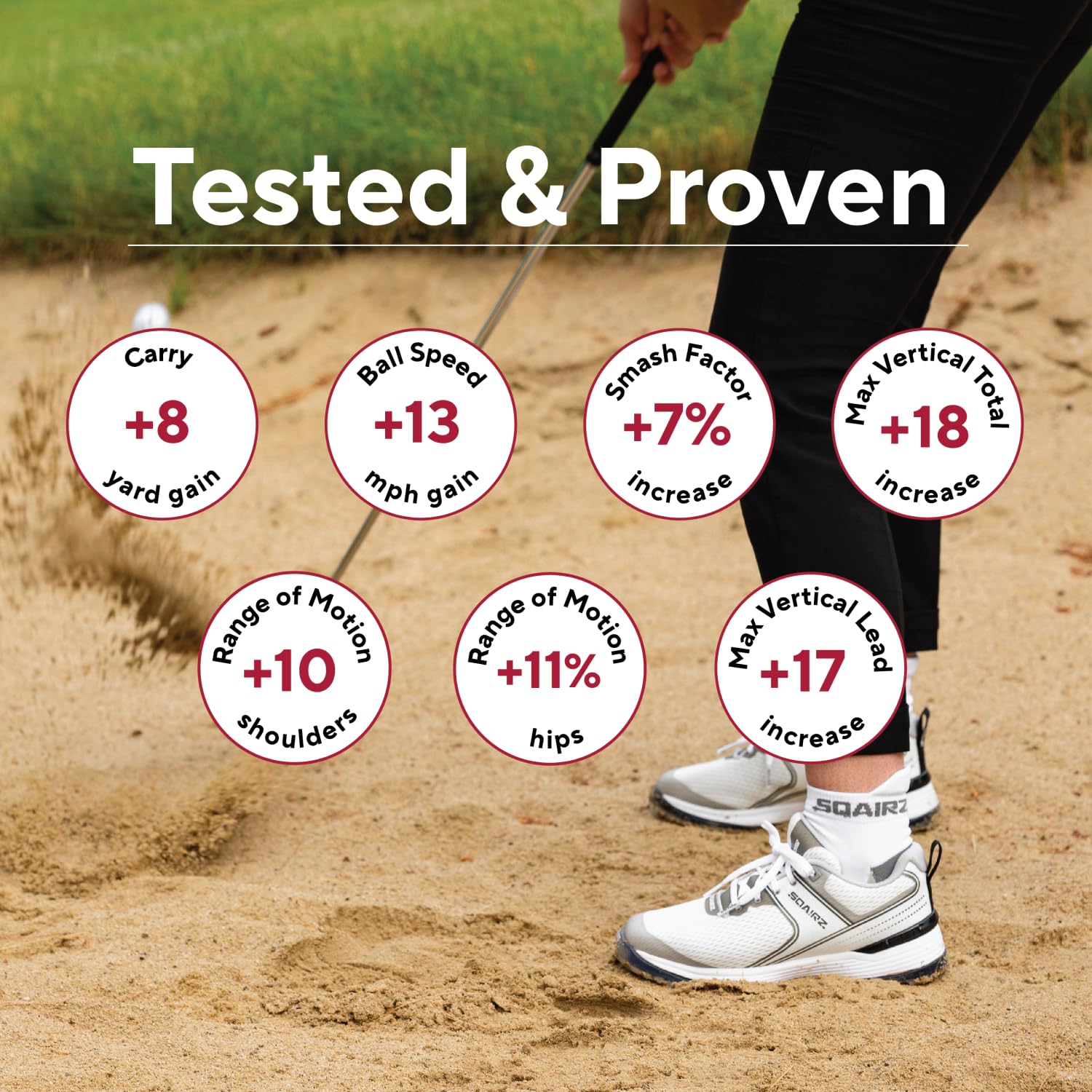 SQAIRZ Freedom Mesh Women's Athletic Golf Shoes - Lightweight Breathable Spiked Golf Footwear for Balance & Performance (Replaceable Cleats) - Perfect for Driving Range, Course Play & Tournament Golf