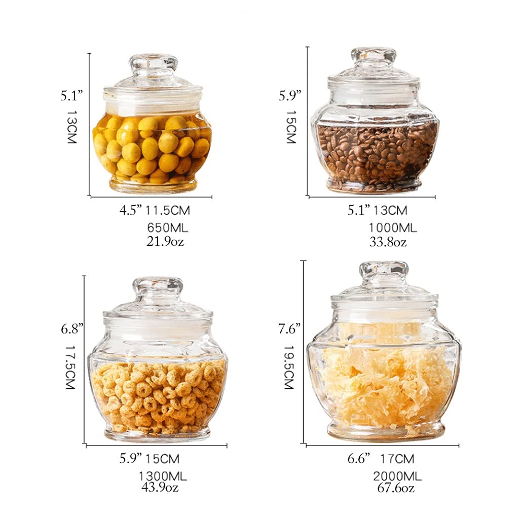 Glass Food Storage Jars with Airtight Lids - 2-Piece Polygonal Kitchen Canister Set (1300ml x2) | Pantry Organization, Spice Storage, Bathroom Essentials | Perfect for Flour, Sugar, Coffee & Toiletries
