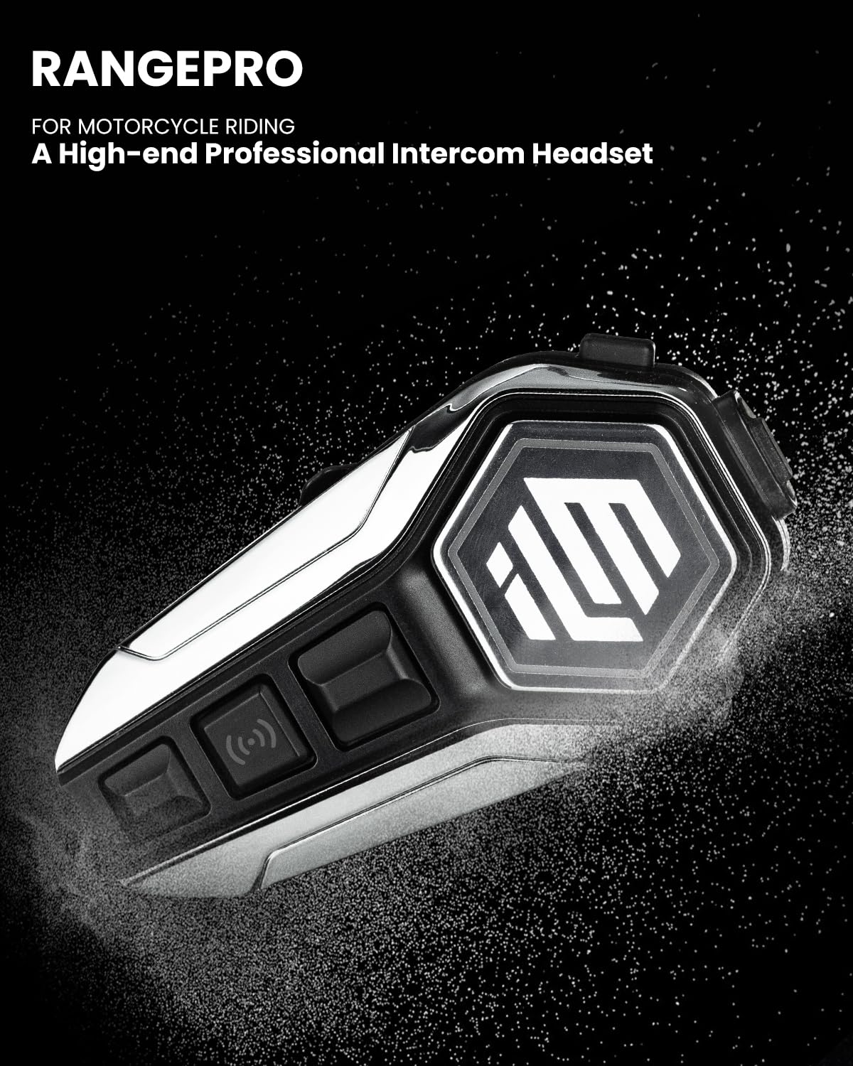 ILM Motorcycle Bluetooth Headset - RANGEPRO Helmet Communication System with 2100M Intercom, IP67 Waterproof & Noise Cancellation (Gray) - Perfect for Group Riding, GPS Navigation & Hands-Free Calls