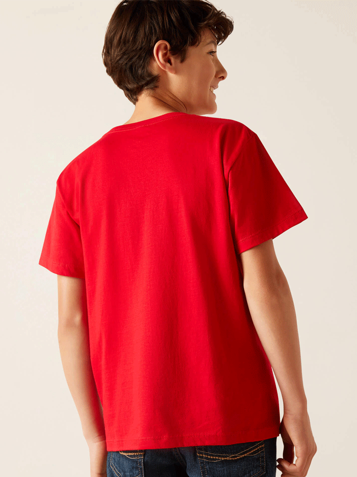 Ariat 10047910 Kids Block Rodeo T-Shirt - Red Western Style Tee for Boys & Girls - Perfect for Rodeo Events, Ranchers, and Outdoor Adventures