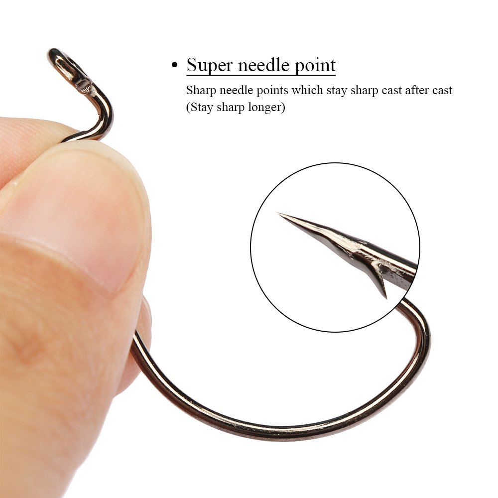 30pcs Wide Gap Jig Fishing Hooks Set - Offset Worm Hooks for Bass, Trout & Walleye - Perfect for Freshwater & Saltwater Fishing, Kayak Fishing & Ice Fishing