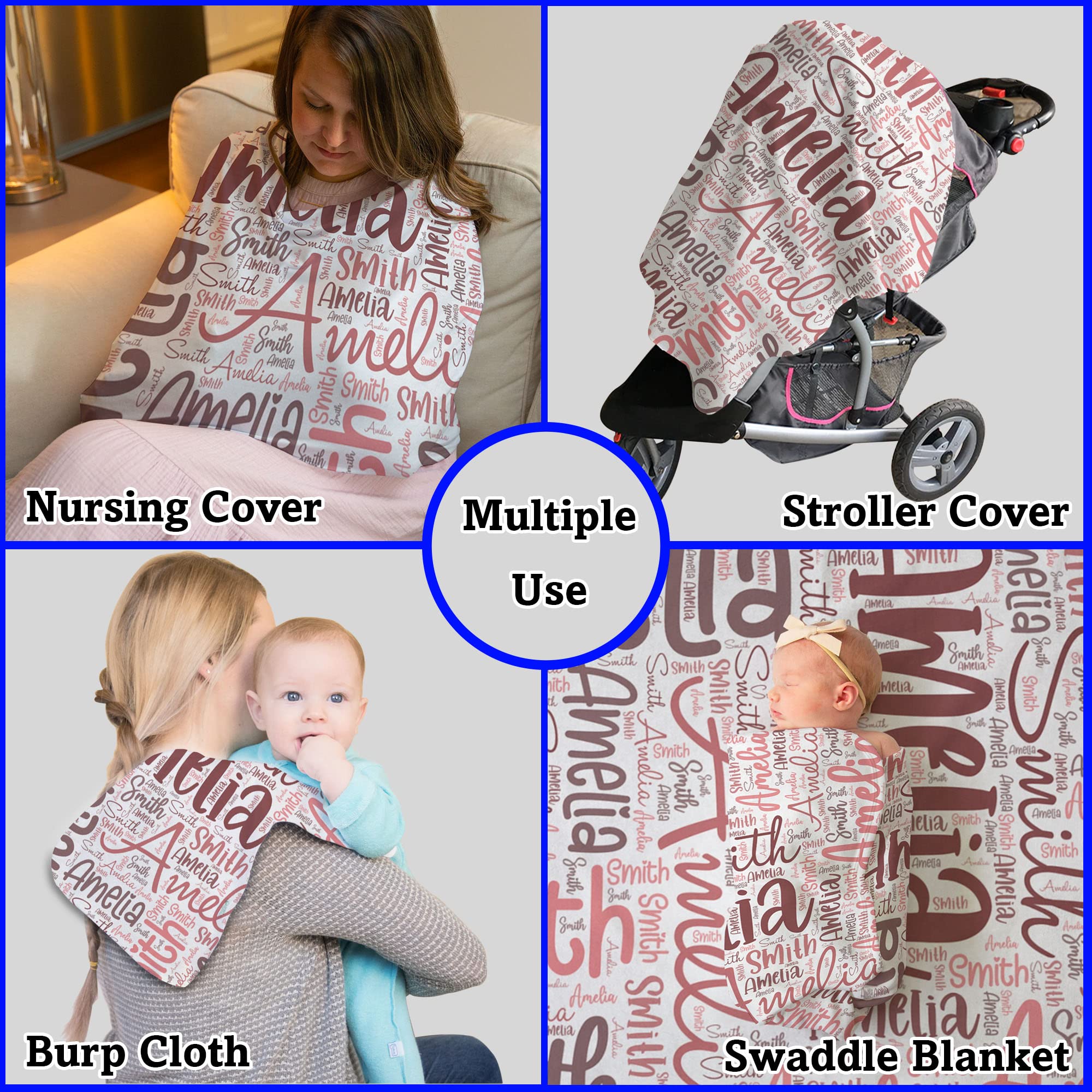 Arteaga Personalized Baby Blankets for Girls - Custom Name Fleece Blanket 30