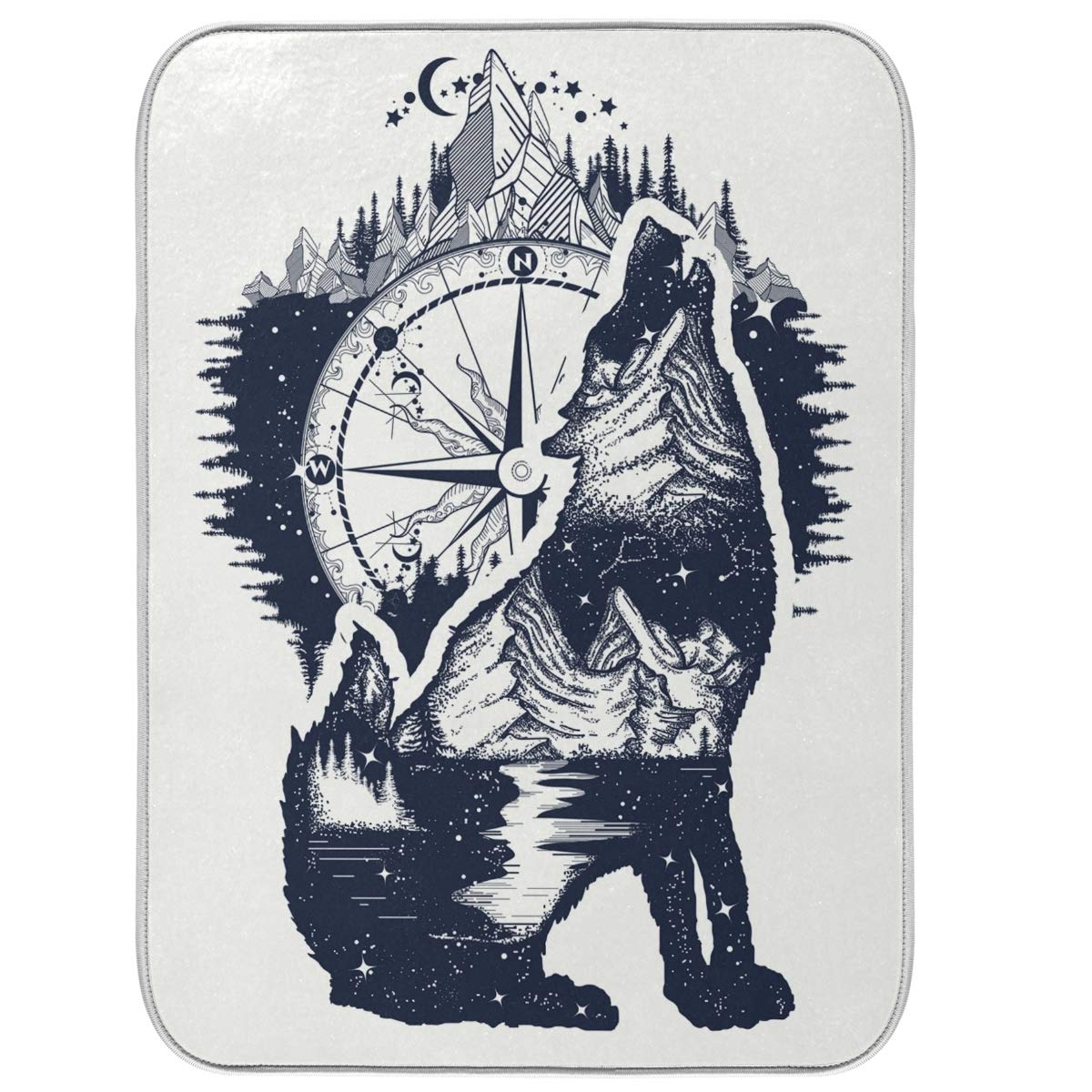 Wolf Mountains Microfiber Dish Drying Mat 18x24 Inch - Kitchen Counter Protector for Dishes & Utensils