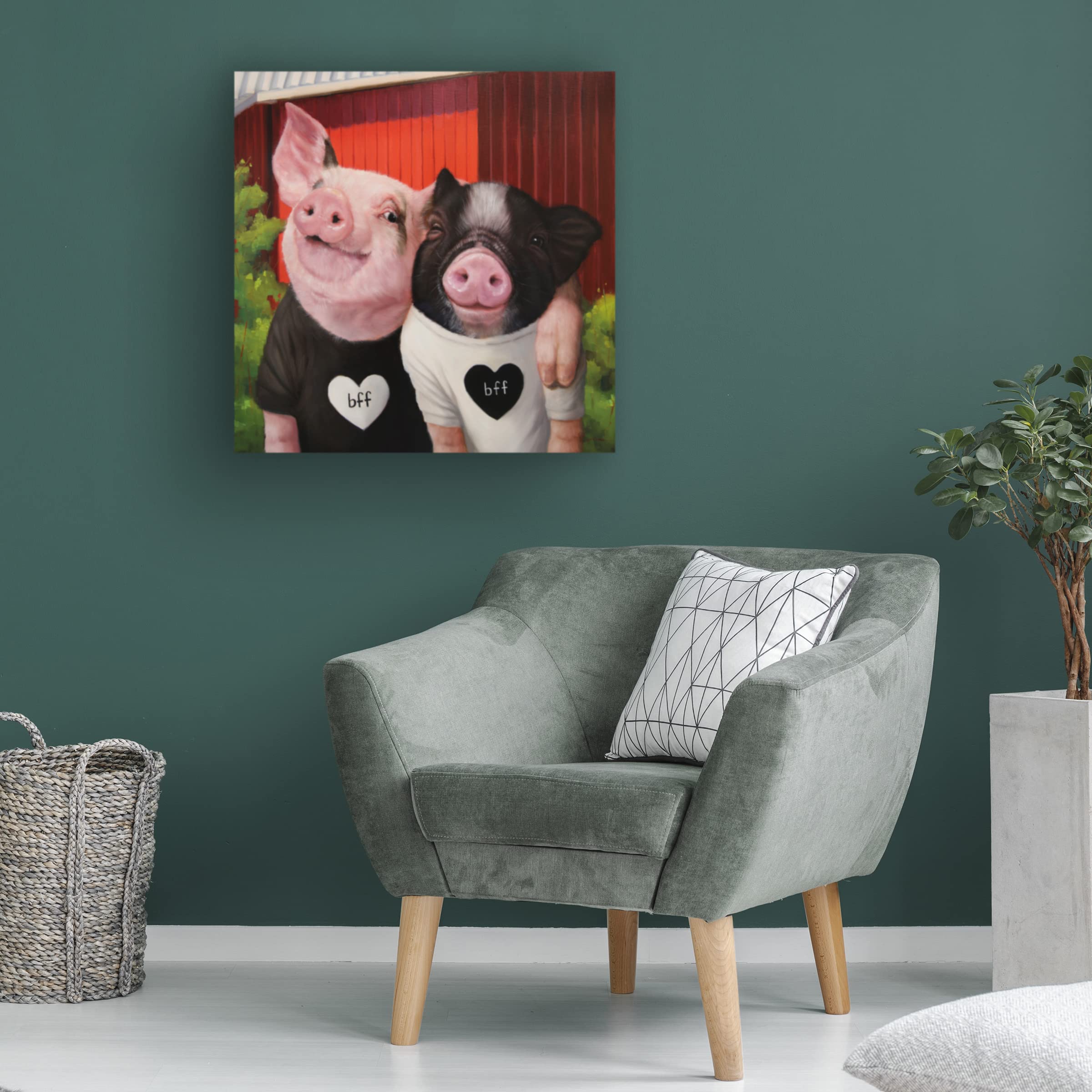 Lucia Heffernan 'BFF' Canvas Wall Art Print - Cute Animal Friendship Painting for Living Room, Bedroom & Office Decor - Perfect Gift for Best Friends
