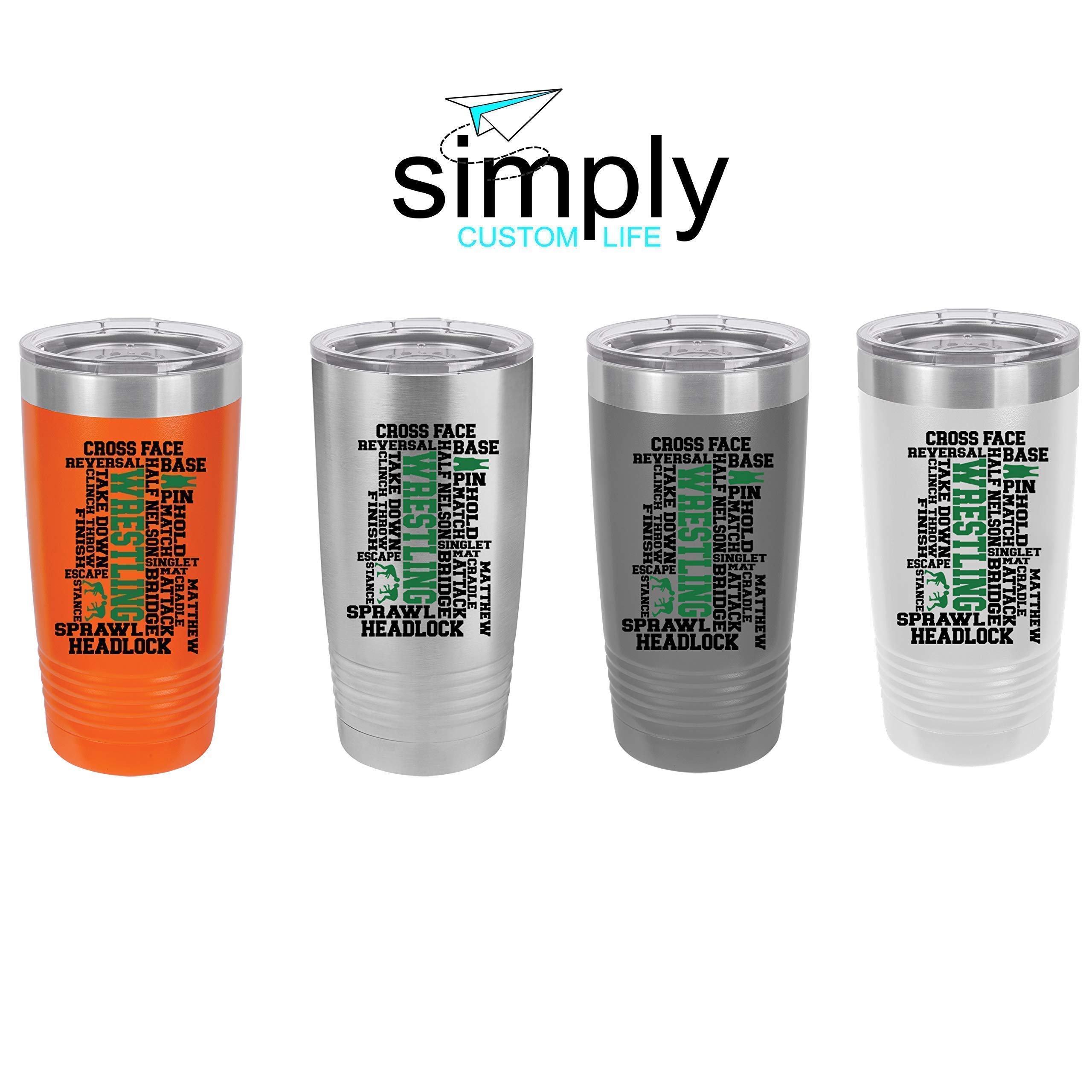 Custom 20 oz Insulated Tumbler with Wrestling Word Art Design - Personalized Stainless Steel Cup for Athletes, Coaches & Fans - Perfect for Gym, Sports Events & Daily Hydration