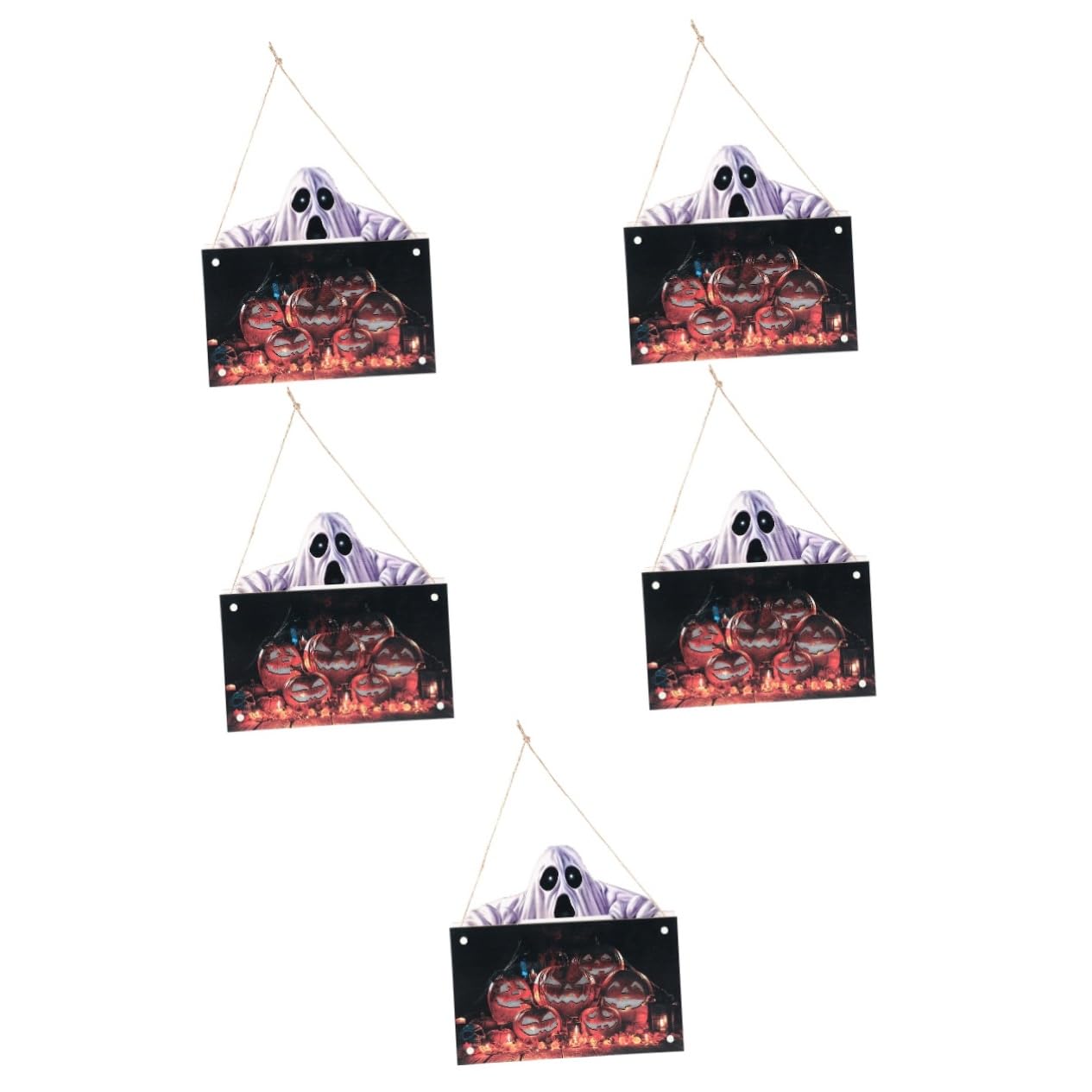 Yardwe 5-Piece Halloween House Number Set - Spooky Hanging Decorations for Outdoor & Indoor Use - Scary Pumpkin Signs & Wooden Wall Decor for Halloween Party, Front Porch, and Home Decoration
