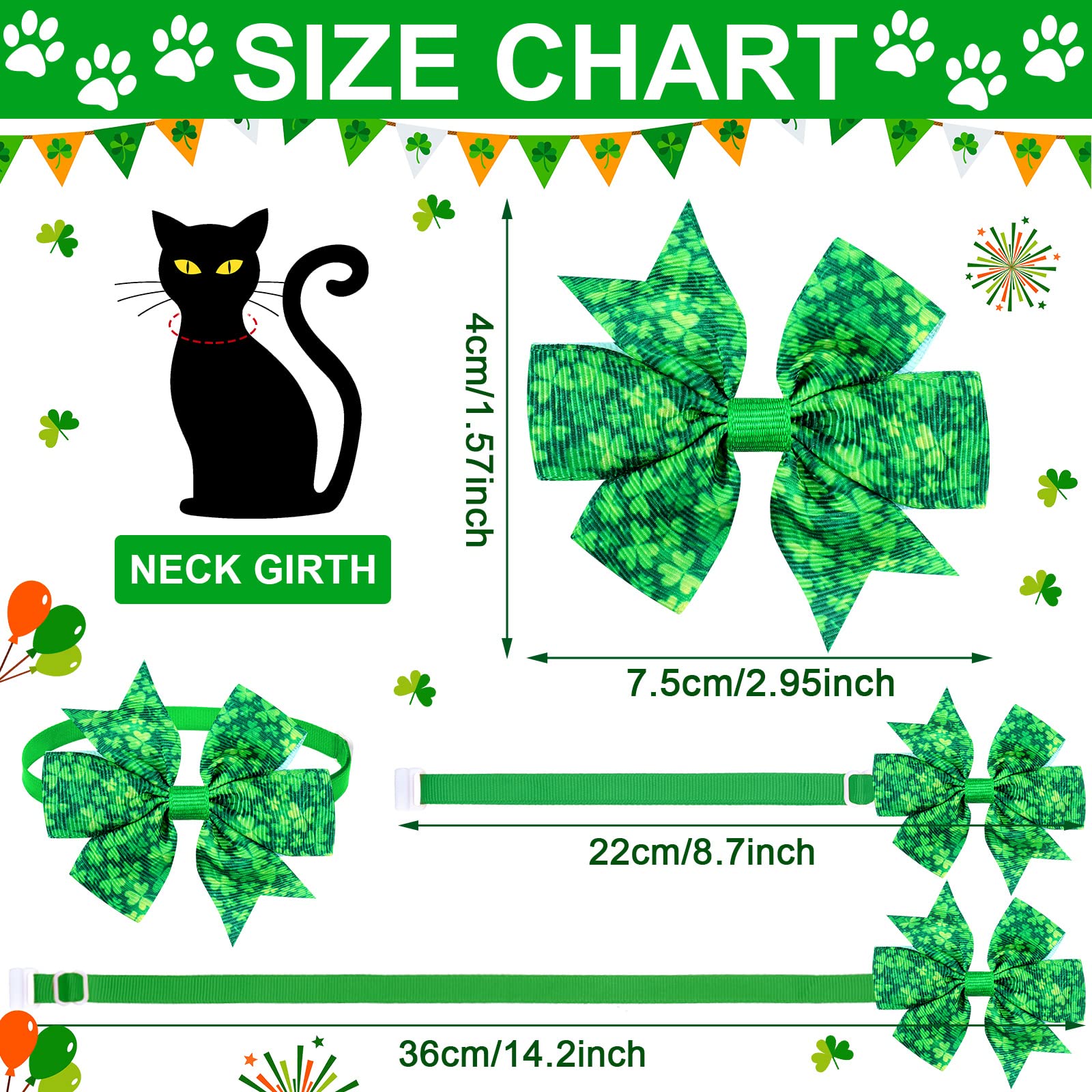 40 Pcs St. Patrick's Day Dog Bow Ties & Cat Bowties - Shamrock Pet Collar Accessories for Puppy Kitten - Festive Holiday Party Grooming Wear for Pets - Perfect for St. Patrick's Day Parties & Pet Photo Shoots