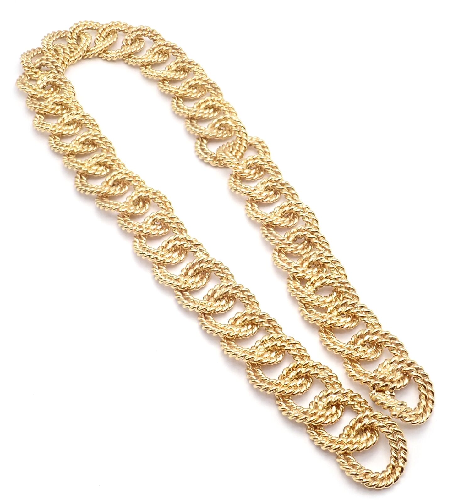 Authentic Verdura 18k Yellow Gold Rope Link Choker Necklace - Vintage Luxury Jewelry for Women - Perfect for Evening Parties, Weddings & Special Occasions