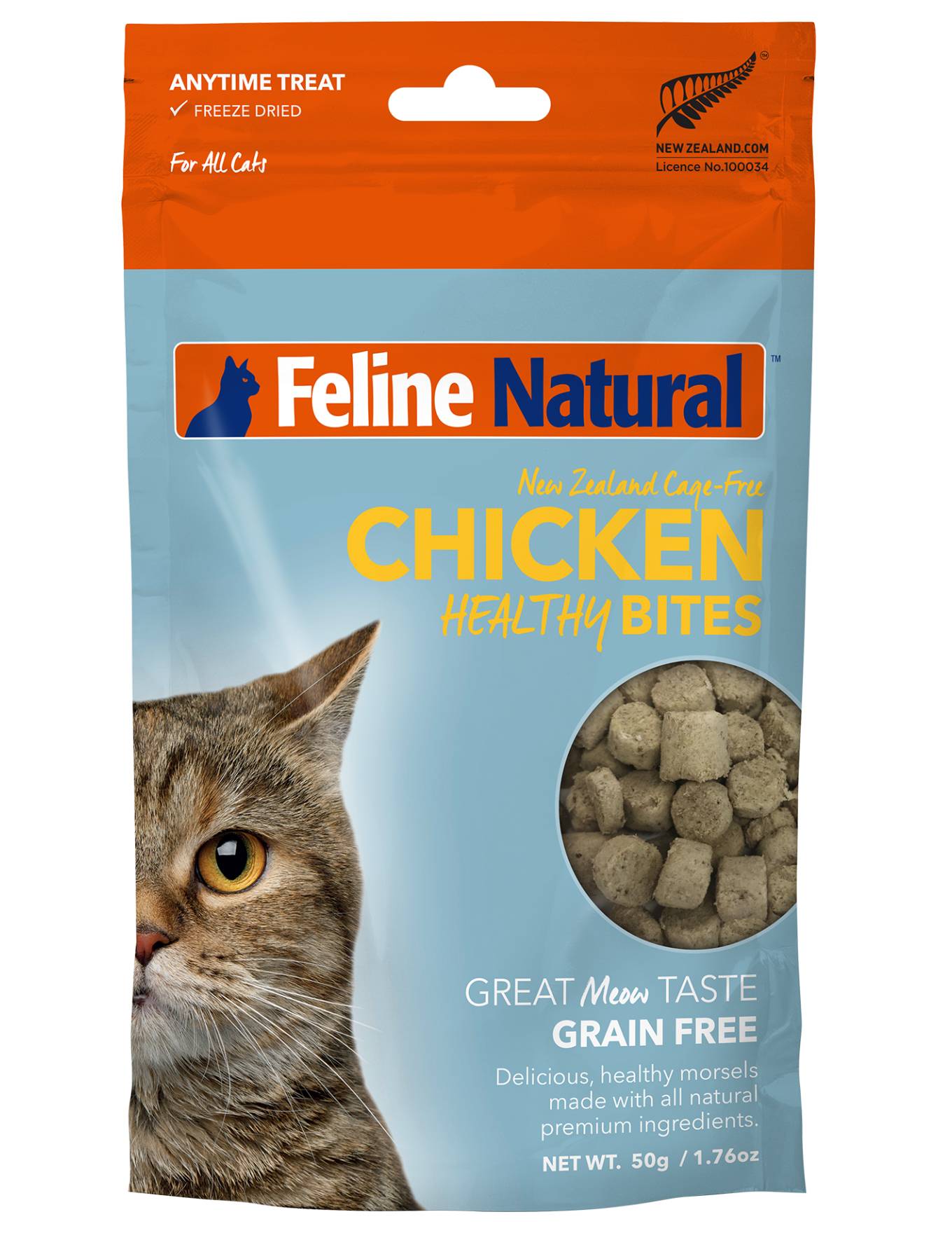 Premium Feline Natural Healthy Bites Chicken Cat Treats 50g - Grain-Free, High-Protein Snacks for Indoor & Outdoor Cats - Perfect for Training, Rewards & Bonding Moments