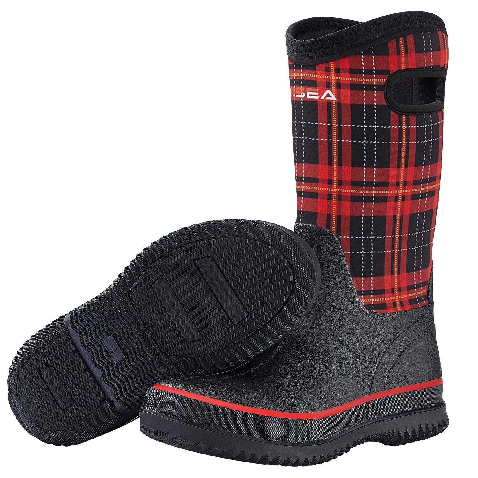 HISEA Women's Waterproof Neoprene Insulated Rain Boots - Mid Calf Rubber Work Boots for Gardening, Farming & Outdoor Activities | All-Weather Comfort for Mud, Rain & Snow