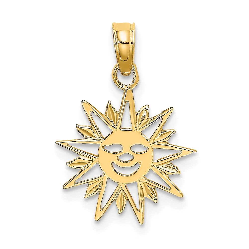 Auriga 14k Yellow Gold Smiling Sun Charm Pendant Necklace for Women - Elegant Jewelry Gift for Birthday, Anniversary & Special Occasions