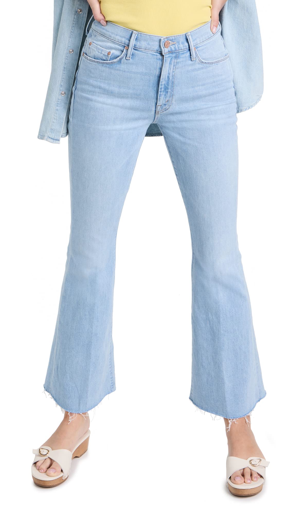 MOTHER Women's The Weekender Fray Jeans - High Waist Distressed Denim for Casual Wear | Perfect for Weekend Outings, Travel & Street Style