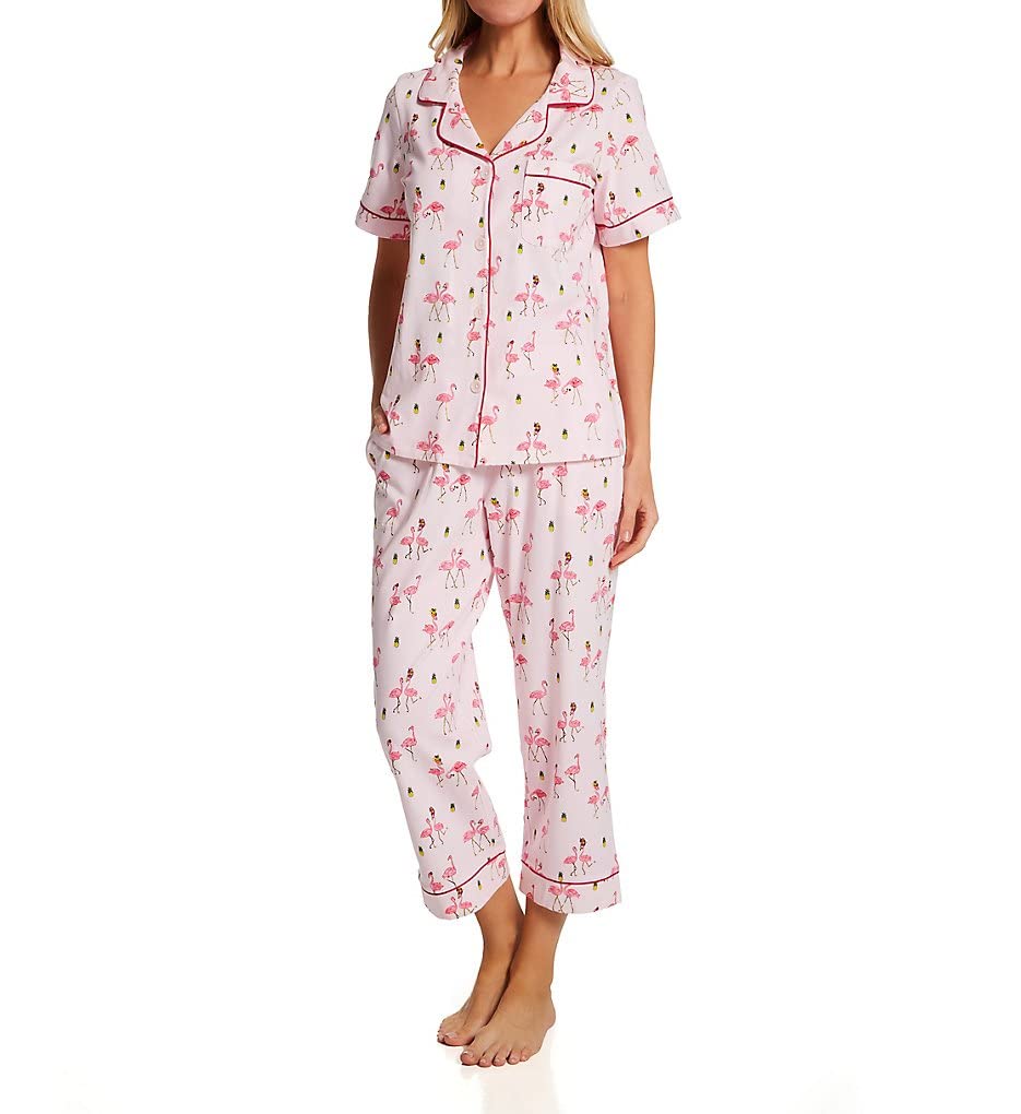 BedHead Pajamas Women's Short Sleeve Cropped Pajama Set - Soft Cotton Sleepwear for Lounge & Nightwear | Perfect for Sleepovers, Relaxing at Home & Summer Nights