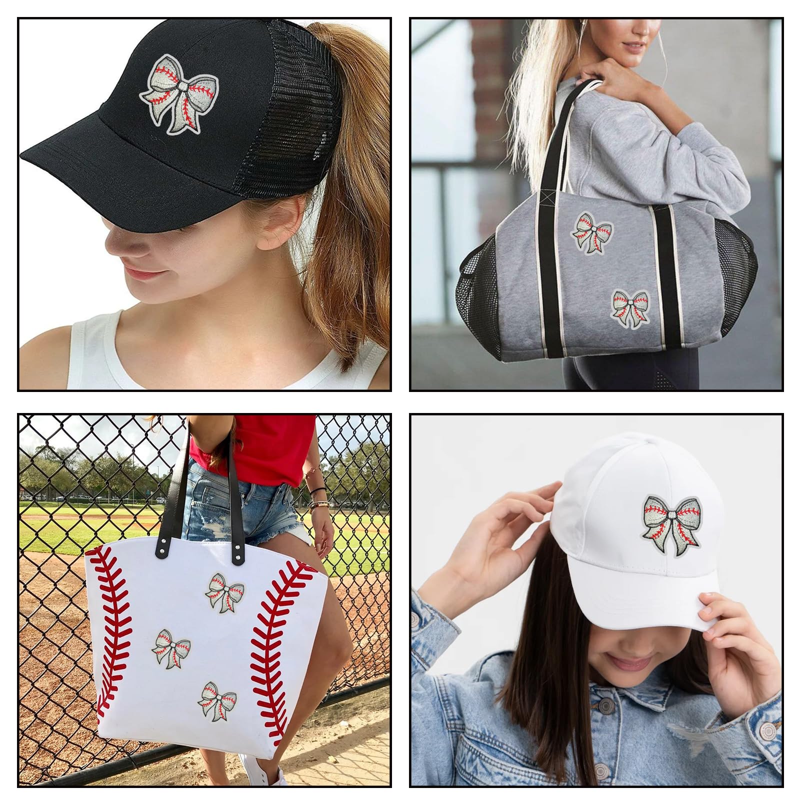 6PCS Baseball Iron On Patches - Embroidered Sports Style Bow Patches for Clothes, Hats, Backpacks & Jeans - DIY Customization for T-Shirts, Vests & Denim Jackets - Perfect for Baseball Fans, Team Spirit & Fashion Accessories
