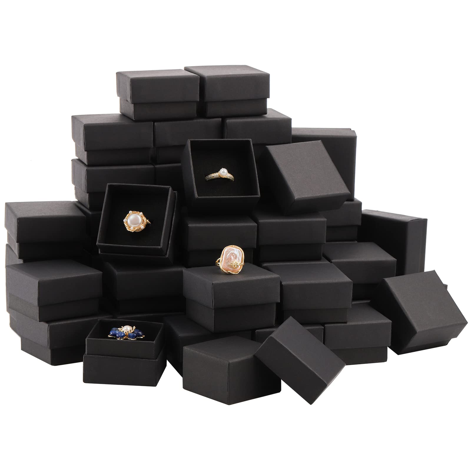 Fasmov 48 Pack Black Jewelry Gift Box with Foam Insert - Ring & Earring Display Case for Jewelry Sets - Perfect for Wedding, Engagement, Anniversary Gifts & Jewelry Storage