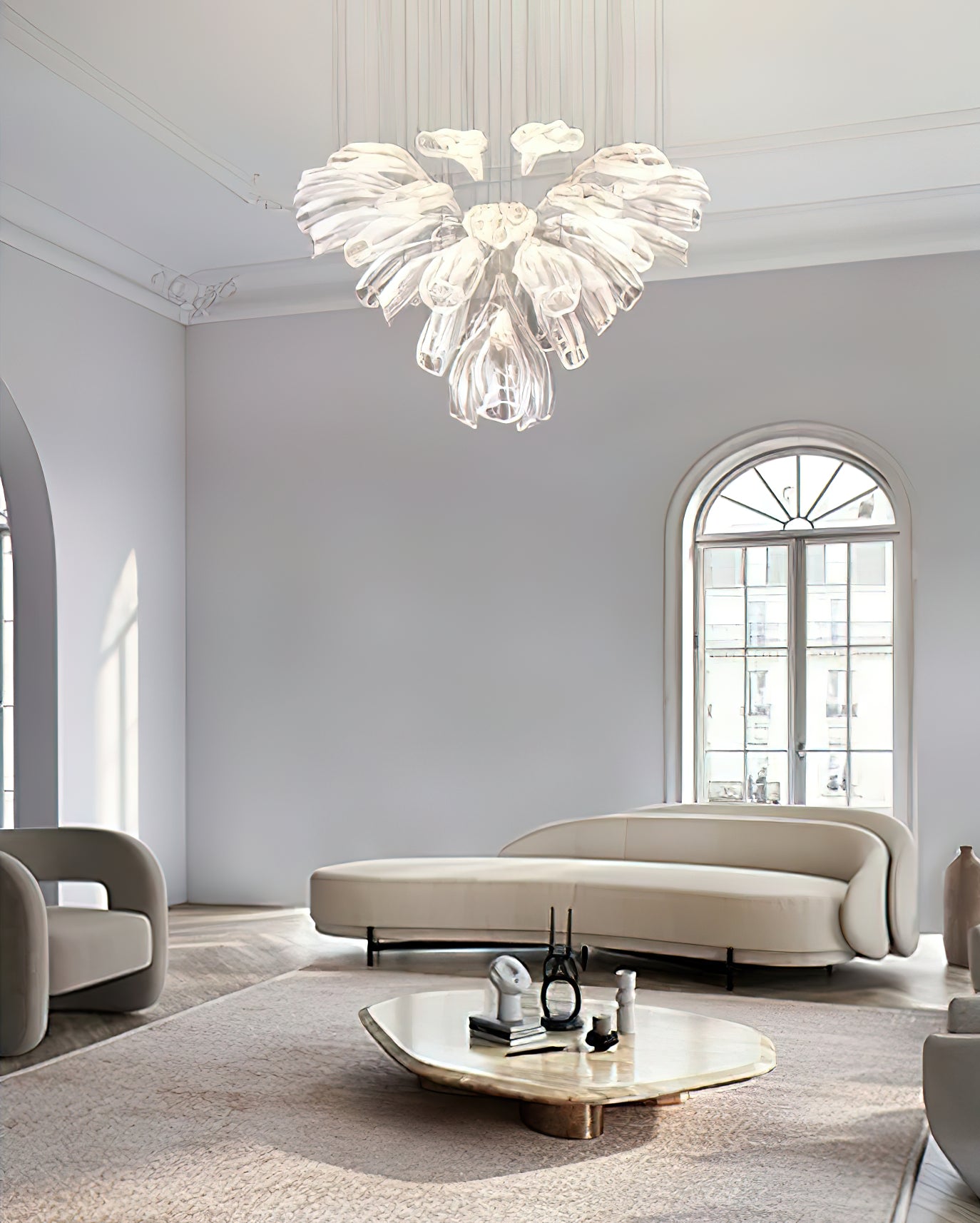 Elegant Glass Lotus Chandelier - Modern Ceiling Light Fixture for Living Room, Bedroom, Dining Room & Home Decor