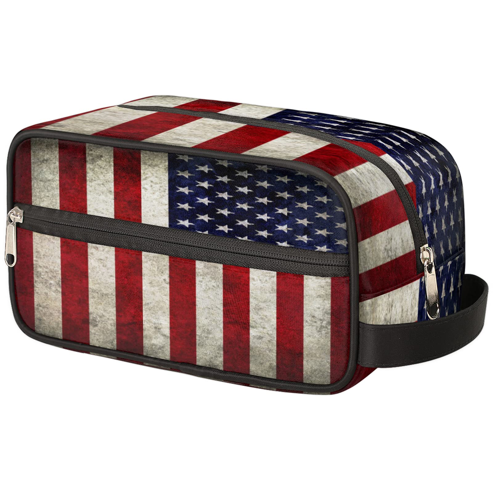Pardick Retro USA Flag Waterproof Travel Toiletry Bag - Large Capacity Cosmetic & Shaving Organizer for Men & Women - Perfect for Camping, Gym, Business Trips & Vacation Essentials