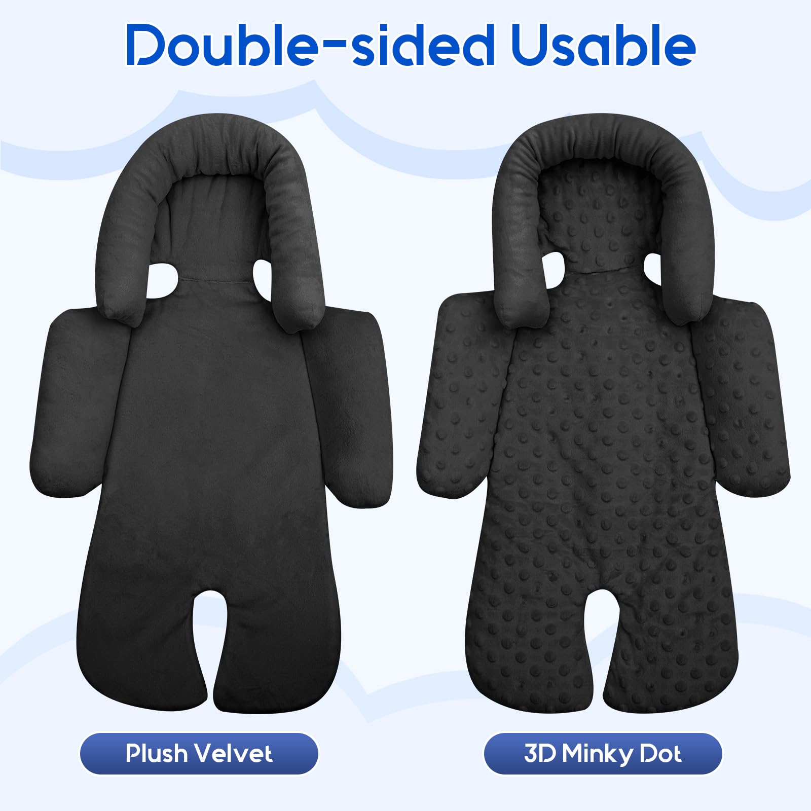 **Newborn Car Seat Head Support with 3 Strap Covers – 2-in-1 Reversible Infant Car Seat Insert & Thickened Cushion – Safe & Comfortable for Preemies to Infants – Perfect for Car Seats, Strollers & Baby Swings – Ideal for Travel, Daily Use & Baby Shower Gifts – Great for Road Trips, Airplane Travel & Errands**