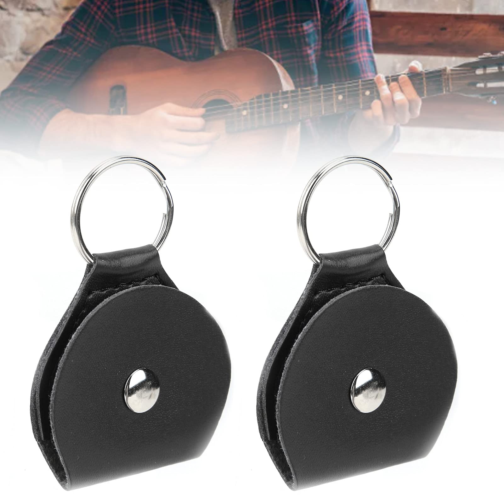 Premium Guitar Pick Holder Case - Durable 2-Piece Keychain Pick Storage for Guitarists | Portable & Multipurpose | Ideal for Travel, Practice & Live Performances (Black)