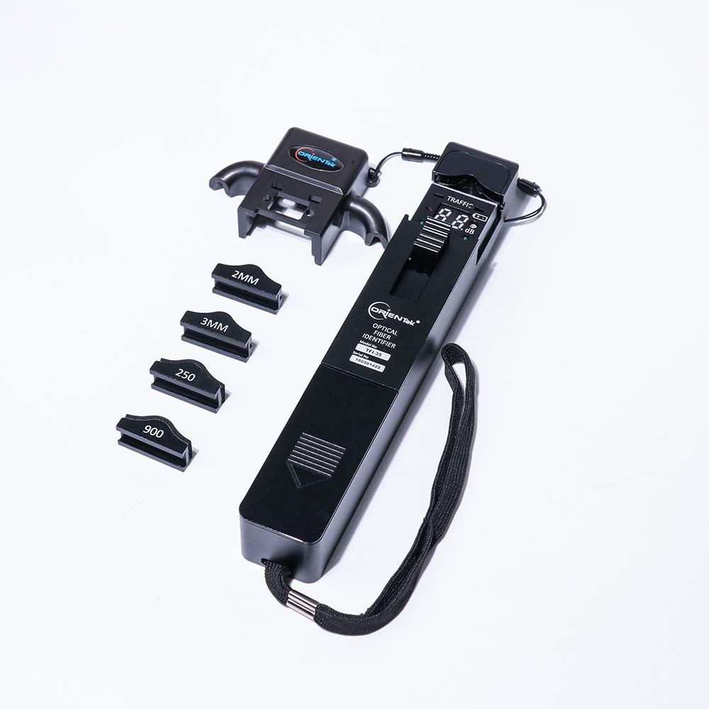 ORIENTEK TFI-35 Optical Fiber Identifier with 4 Adapters - Live Fiber Detector & Traffic Identifier for Telecom Technicians (Ideal for Network Maintenance, Fiber Optic Testing & Cable Installation)