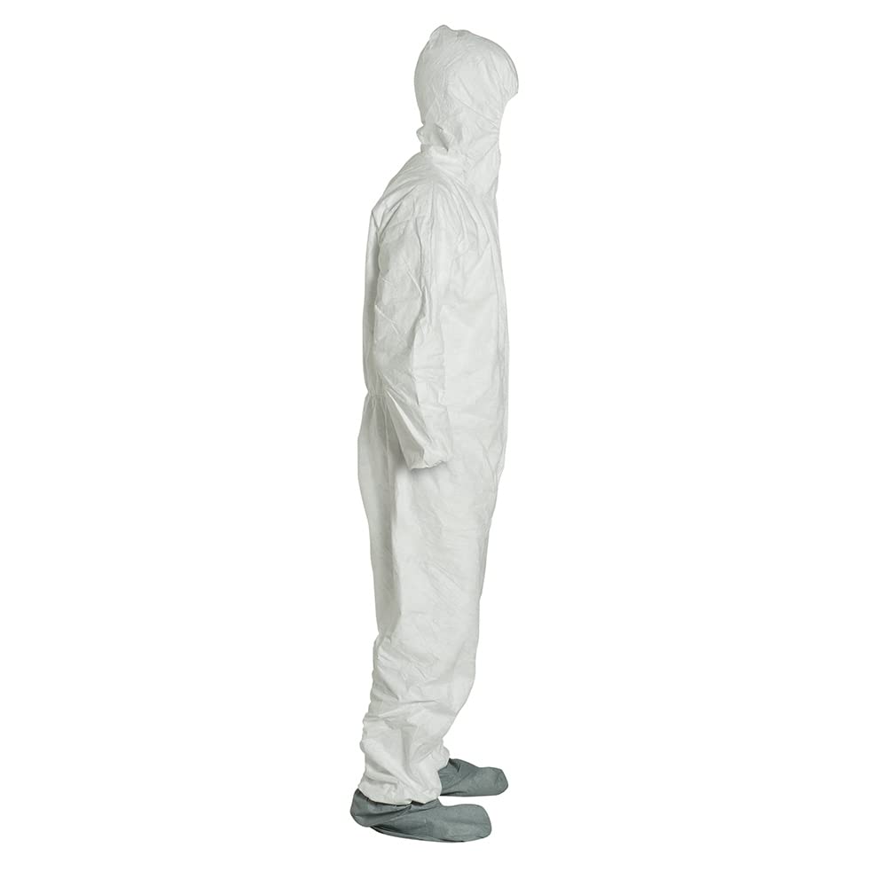 DuPont Tyvek 400 TY122S Disposable Protective Coverall with Hood & Boots - Chemical Resistant Full Body Suit for Industrial Safety, Healthcare & Hazardous Work Environments