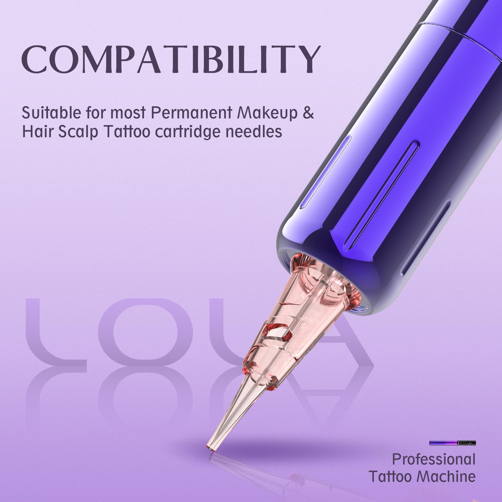 Professional EZ Tattoo Kit - Complete Permanent Makeup Machine Pen with 3 Rechargeable Batteries for Beginners & Women Artists | Lola Air Purple Gradient | Perfect for Home Tattoo Practice & Professional Studio Work
