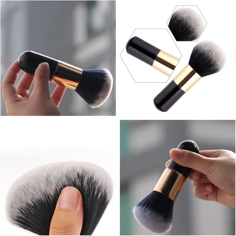 RECTYO GALLERY 1PC Round Top Makeup Brush - Face Blush & Powder Cosmetic Brush Set | Travel Size Kabuki Brush for Blending, Cream, Blush Buffing & Stippling | Perfect for Everyday Makeup & Professional Makeup Artist Kit