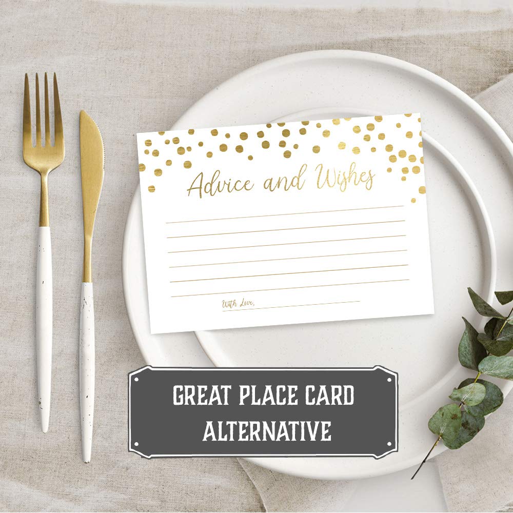 50 Elegant Gold Advice & Wishes Cards Set - Perfect Wedding Gift for Bride & Groom, Baby Shower, Bridal Party, Graduation, Anniversary & Retirement Celebrations - Ideal for Heartfelt Messages & Special Occasions