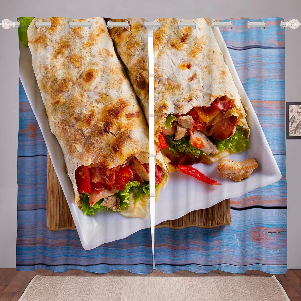 Tasty Pancakes Print Window Curtains - Bedroom Decor for Cozy Breakfast Vibes