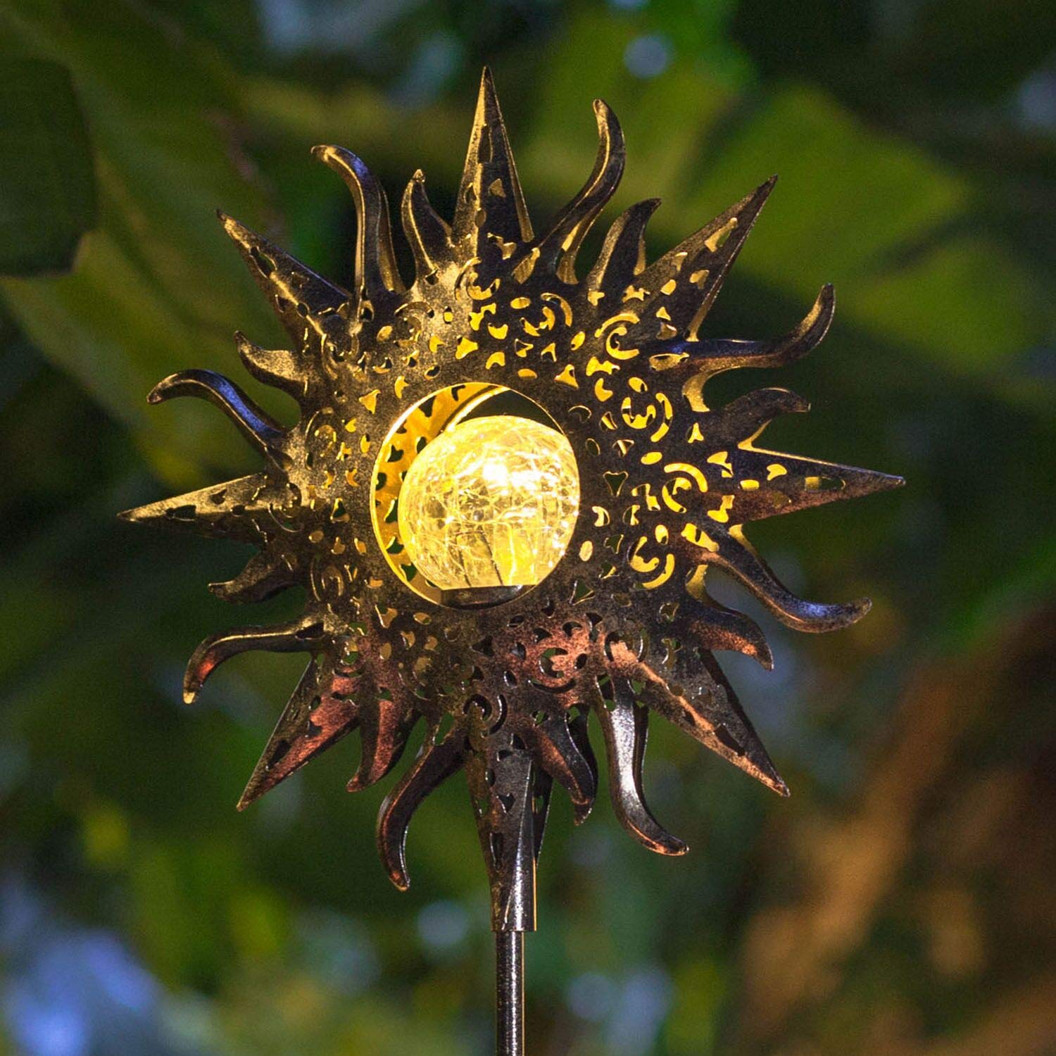 Solar Powered Moon and Sun Garden Lights - Waterproof Outdoor Stake Lights for Yard, Pathway, Patio Decor - Energy Efficient Landscape Lighting for Garden, Lawn, Backyard Decoration