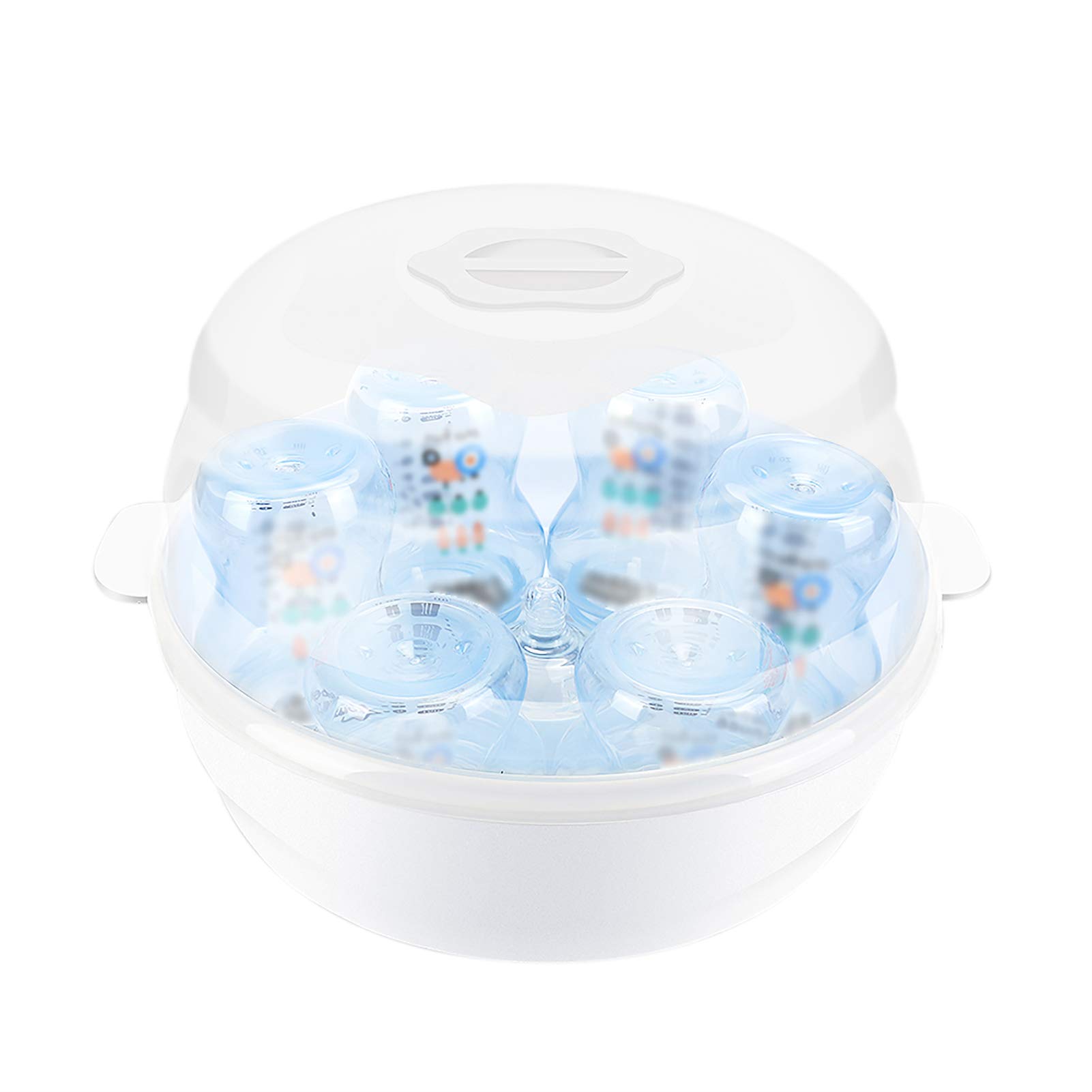 GEOINU Microwave Baby Bottle Sterilizer - Steam Sterilizer for 6 Bottles, Pacifiers & Cups - Quick 2-6 Minute Disinfection - Perfect for Nursery, Travel & Daycare Use