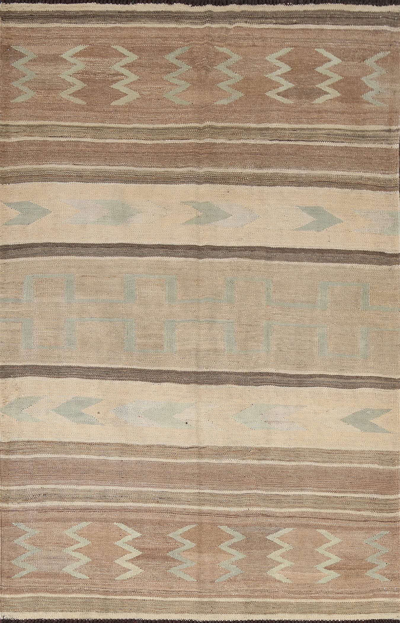 Handmade Tribal Natural Dye Kilim Wool Rug 5x7 ft – Eco-Friendly Flatweave Carpet for Boho Living Room, Bedroom & Home Decor (4'11
